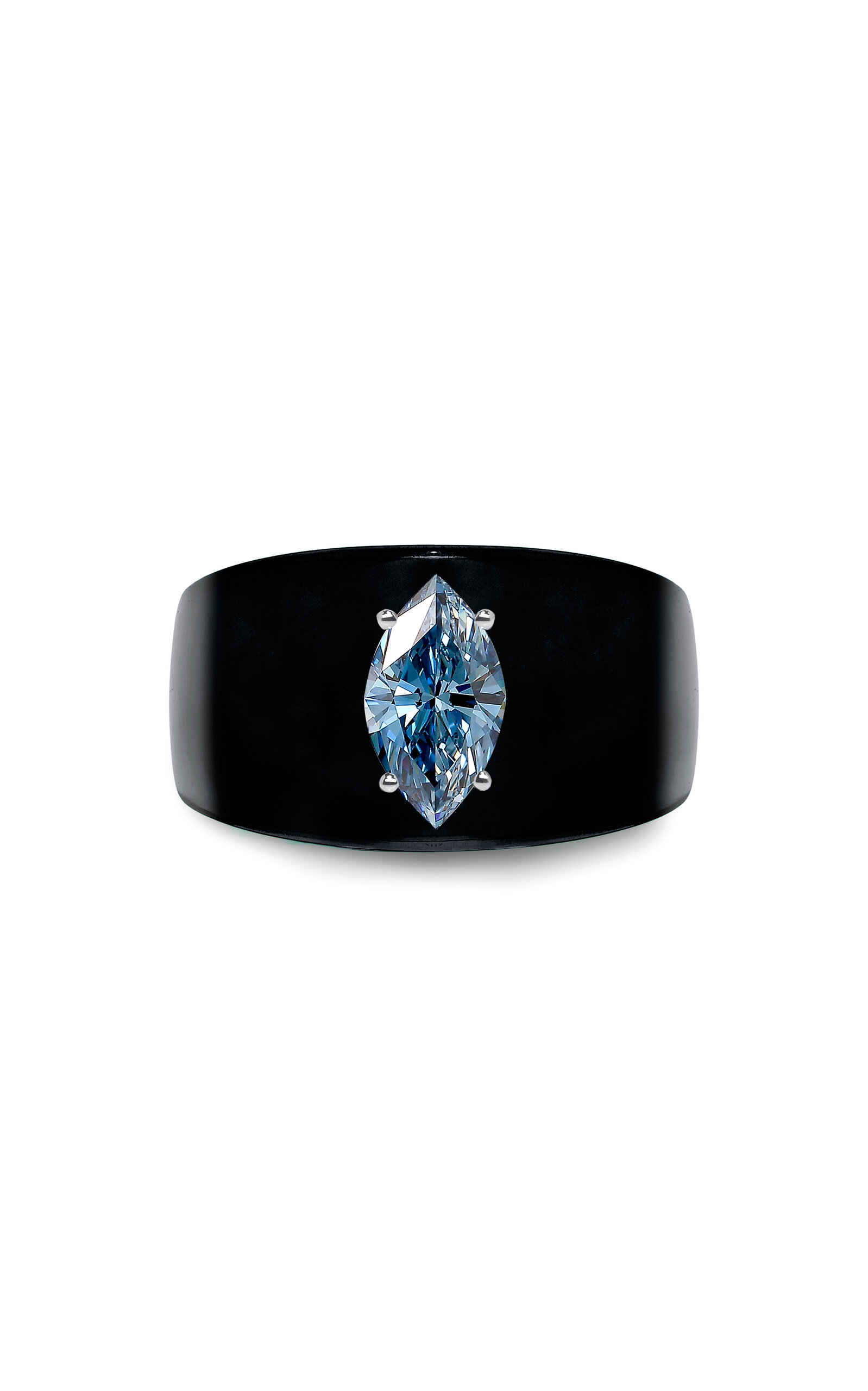 Solo For Diamonds Black Bio Resin Ring With 0.86ct Blue Lab Grown Diamond