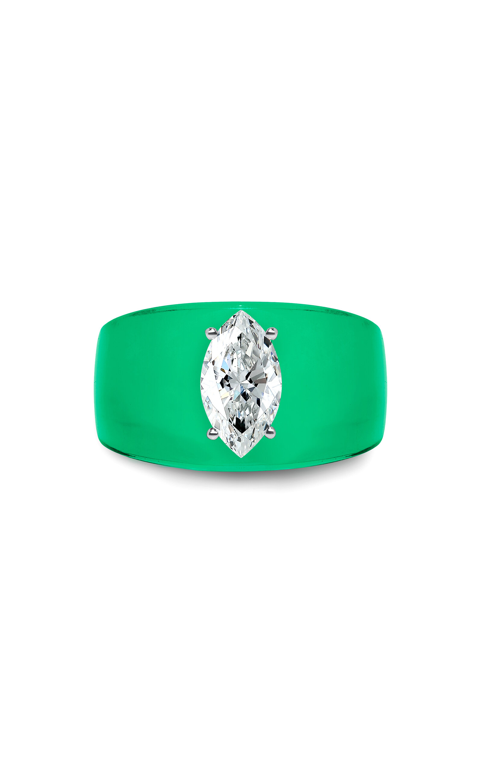 Solo For Diamonds Green Bio Resin Ring With 1ct White Lab Grown Diamond