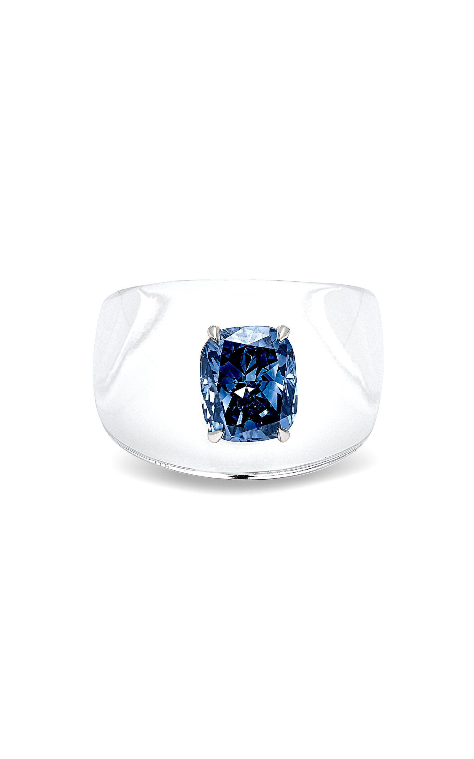 Solo For Diamonds Transparent Bio Resin Ring With 2.19ct Blue Lab Grown Diamond