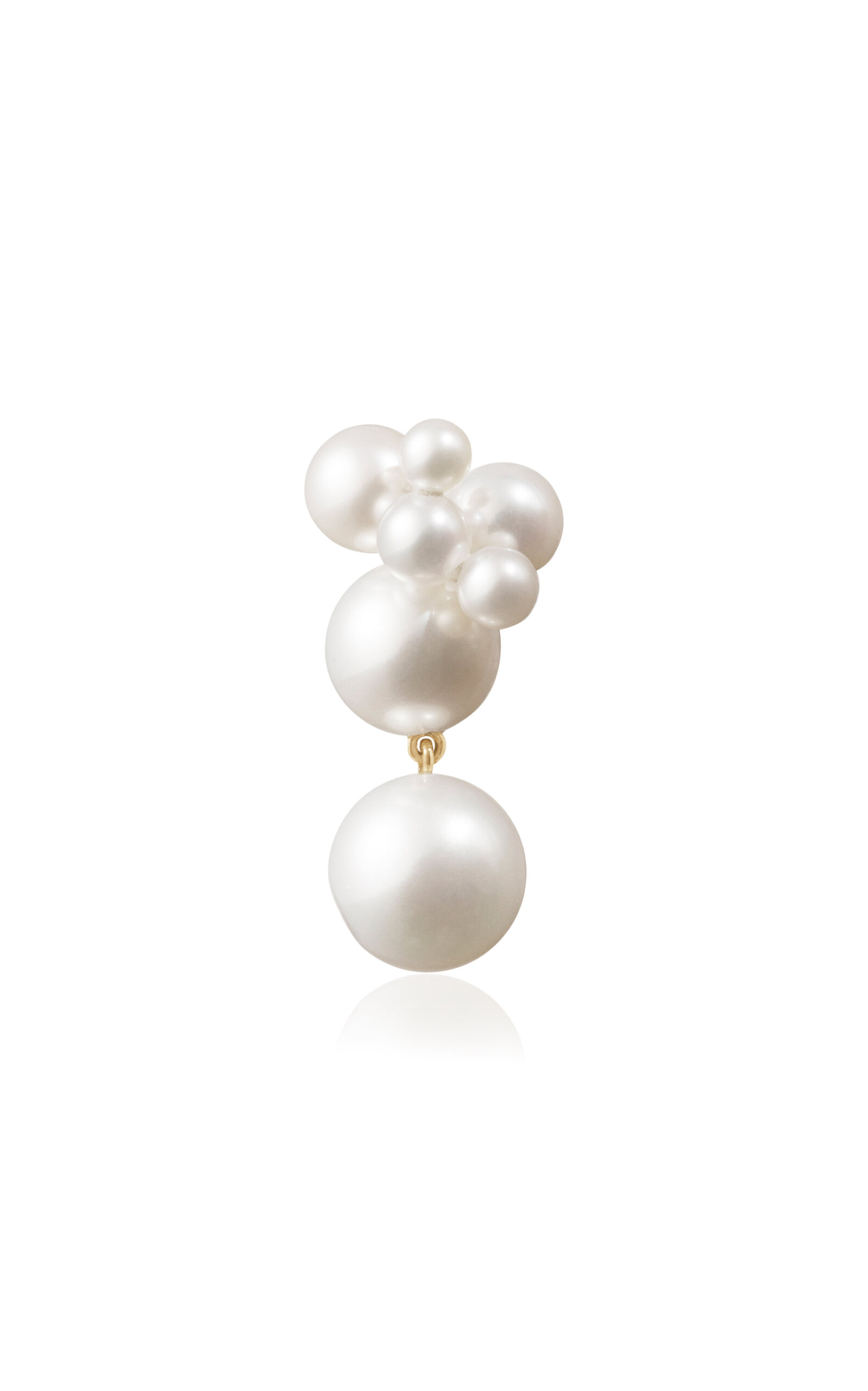Sophie Bille Brahe Bisou Perle 14k Yellow Gold Earrings In White