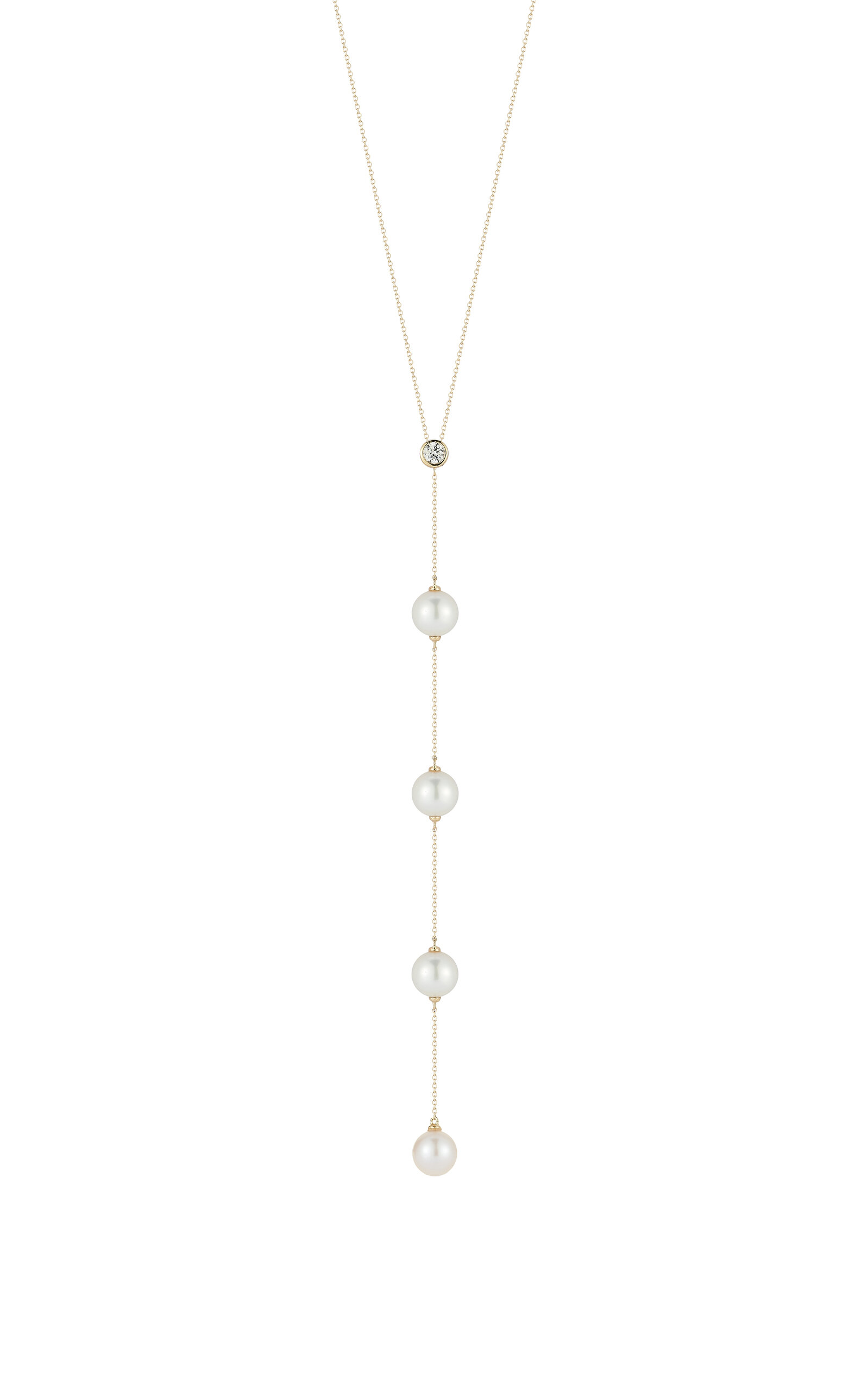 Mateo Drizzle 14k Yellow Gold Diamond; Pearl Lariat Necklace