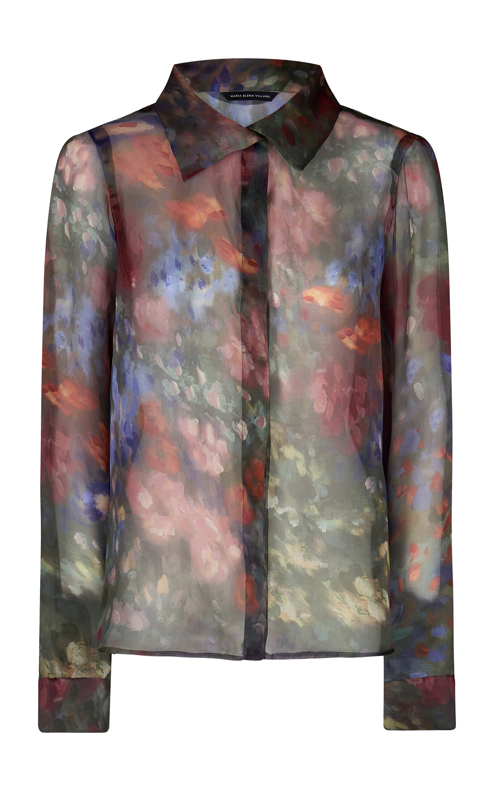 MARIA ELENA VILLAMIL OLIVIA PRINTED SILK ORGANA SHIRT