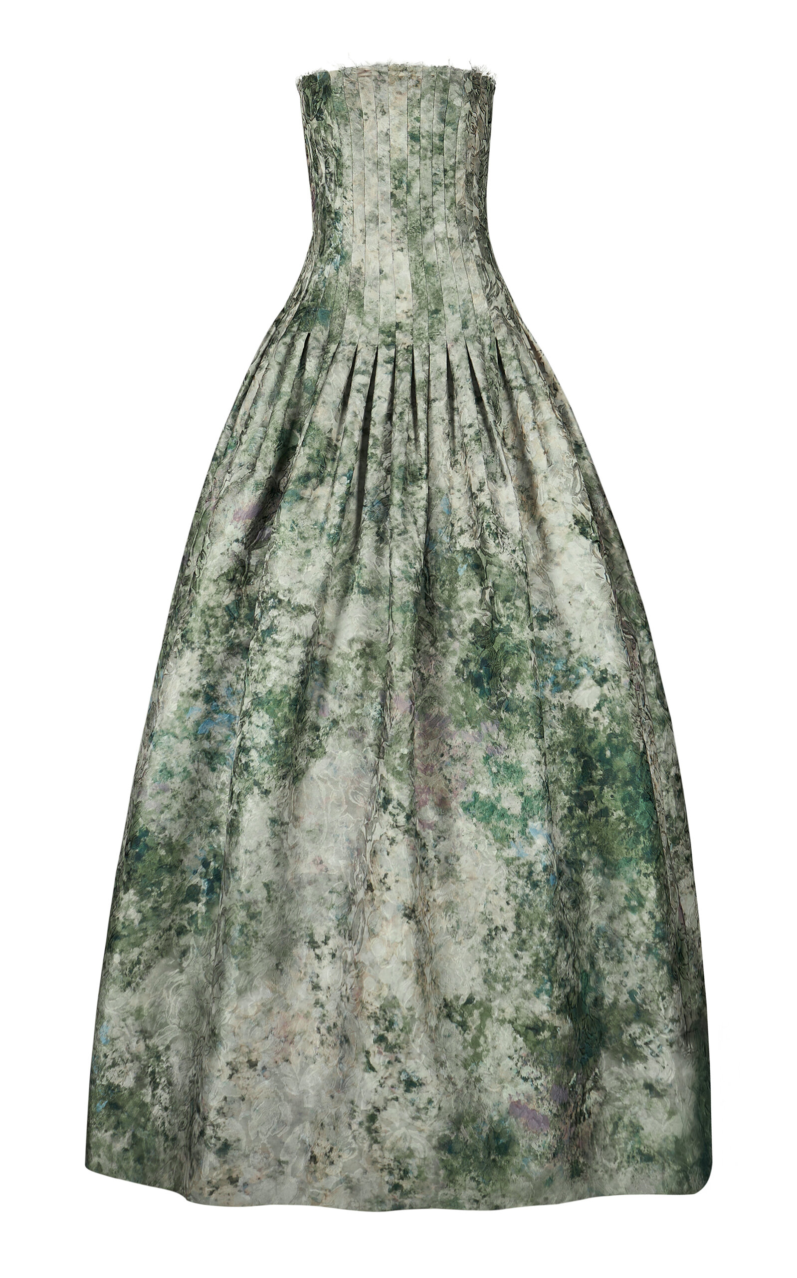 MARIA ELENA VILLAMIL Camelia Strapless Brocade Maxi Dress - Green