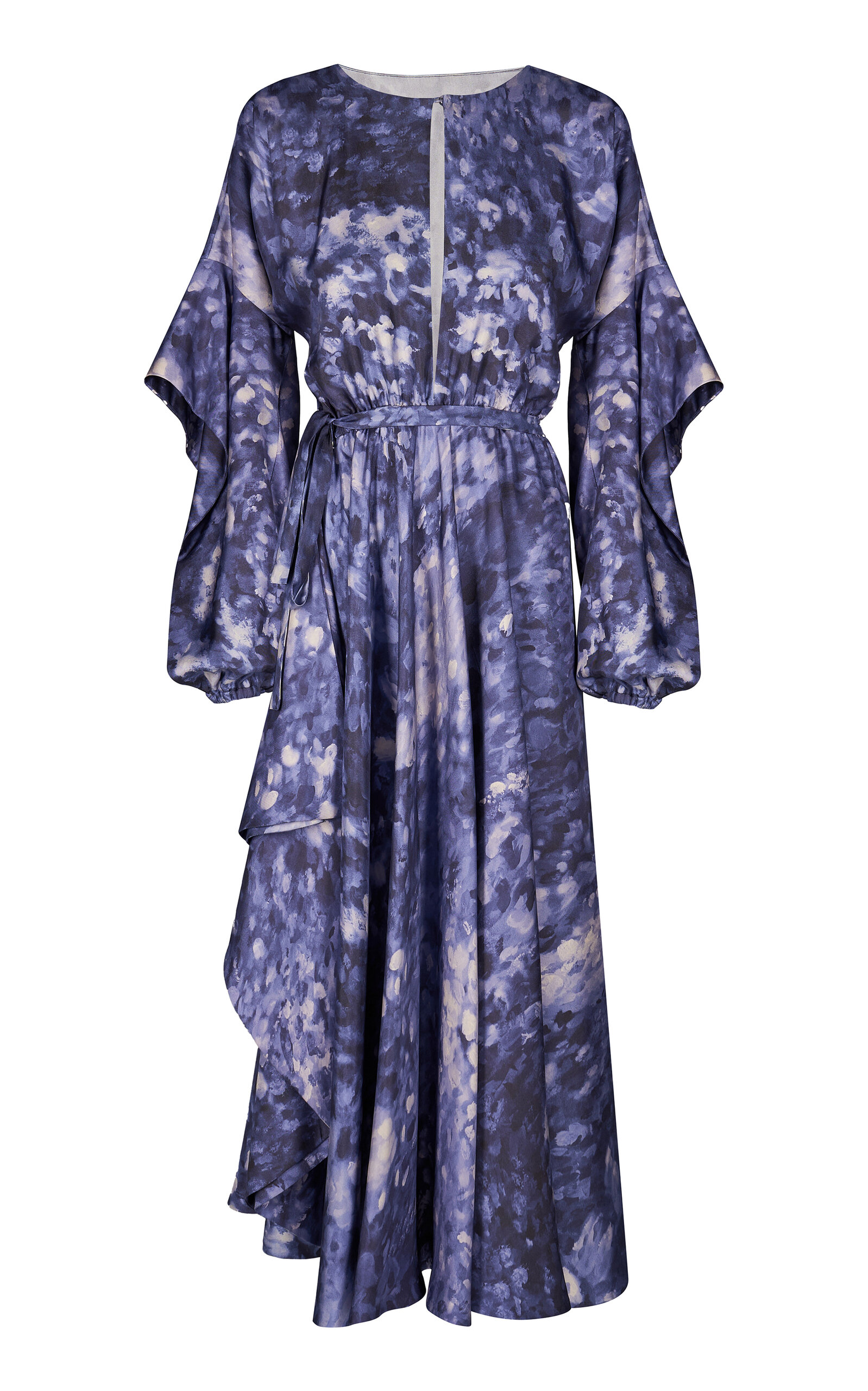 Geranio Printed Silk Twill Midi Dress