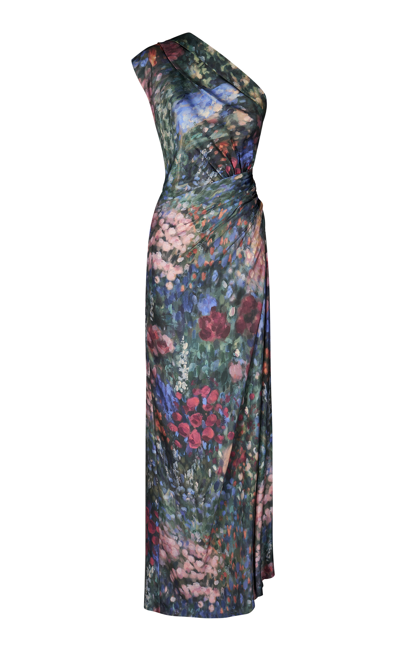 MARIA ELENA VILLAMIL NARCISO PRINTED SILK TWILL MAXI DRESS