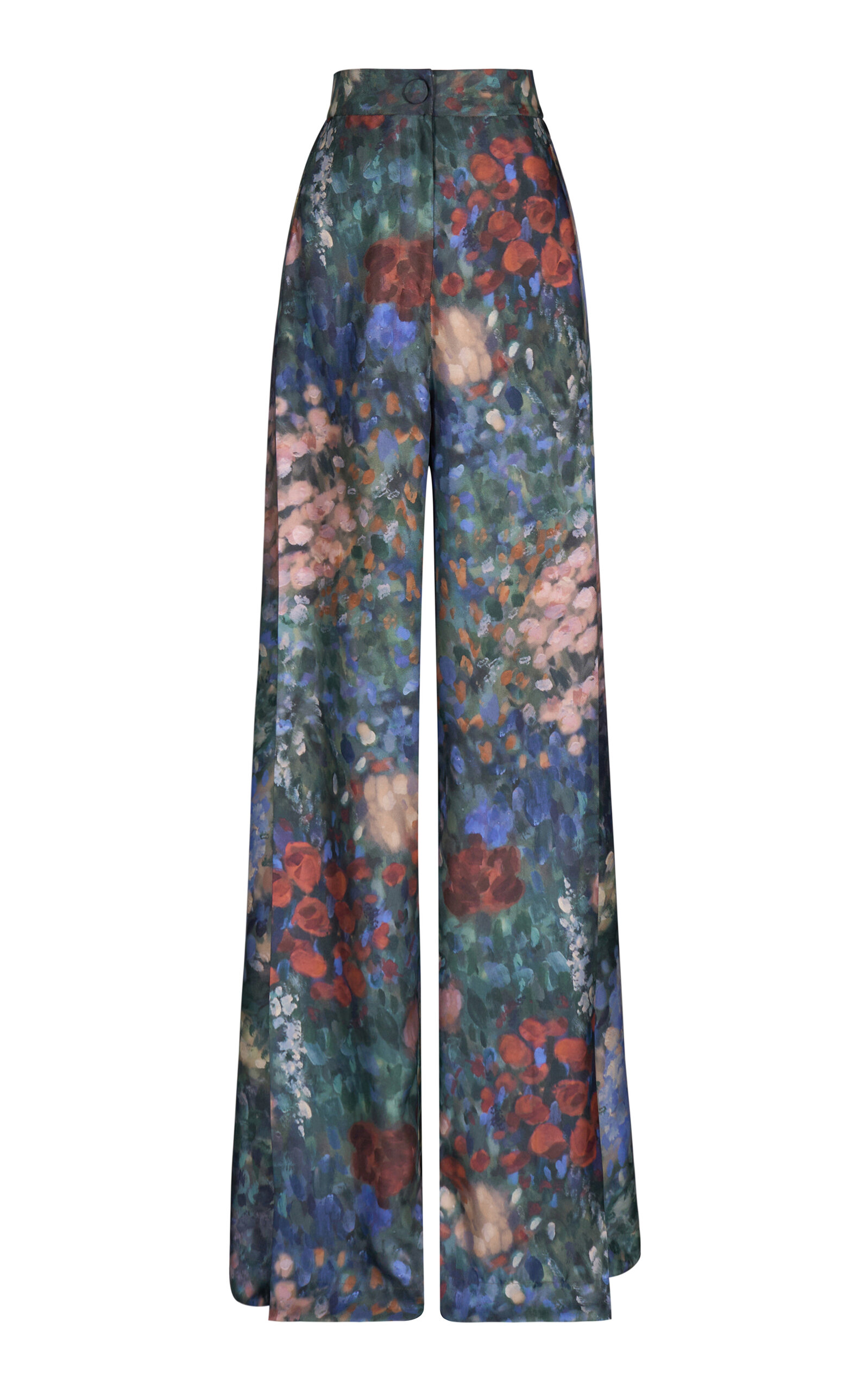 MARIA ELENA VILLAMIL BAMBU PRINTED SILK TWILL WIDE-LEG PANTS