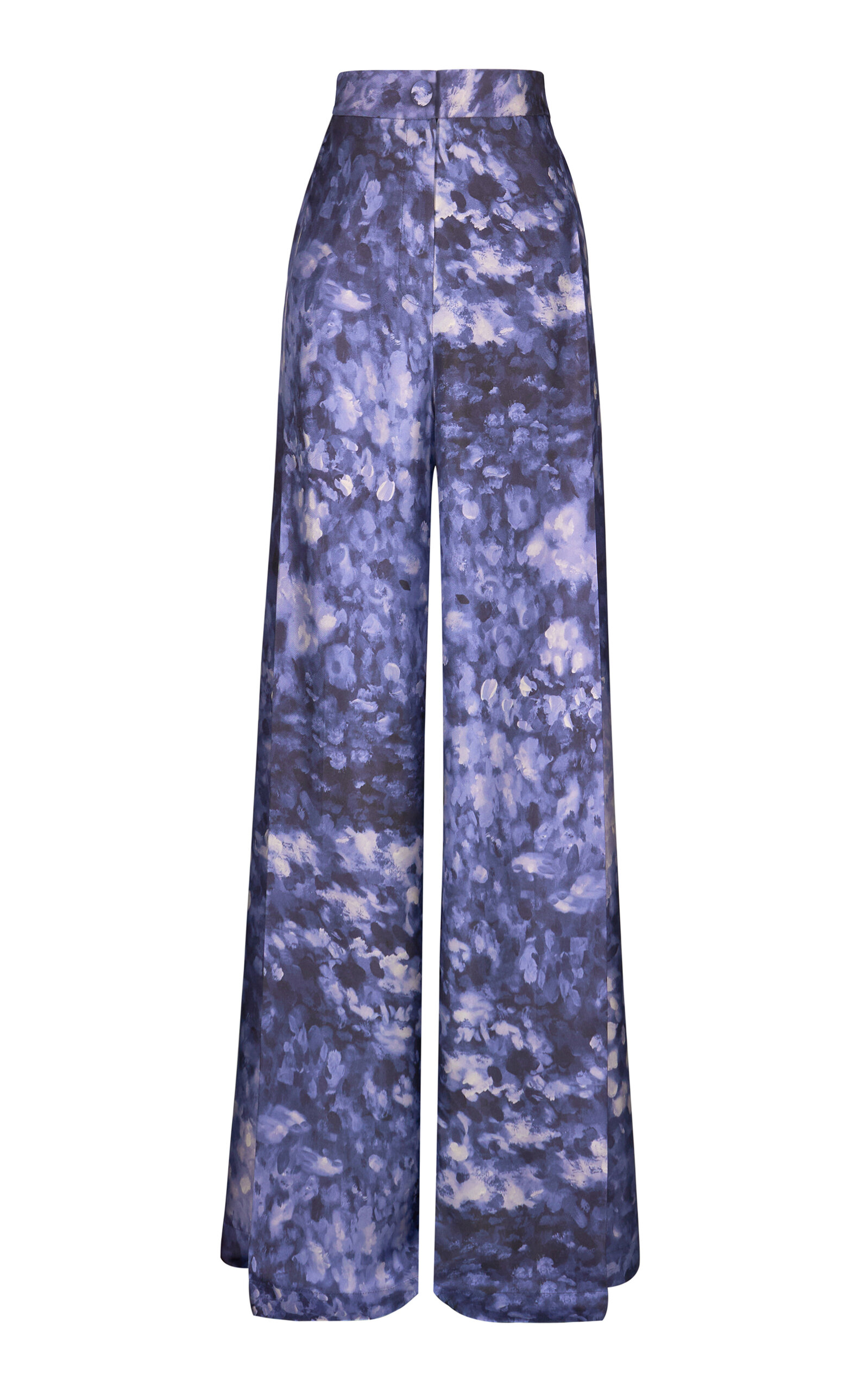 MARIA ELENA VILLAMIL BAMBU PRINTED SILK TWILL WIDE-LEG PANTS
