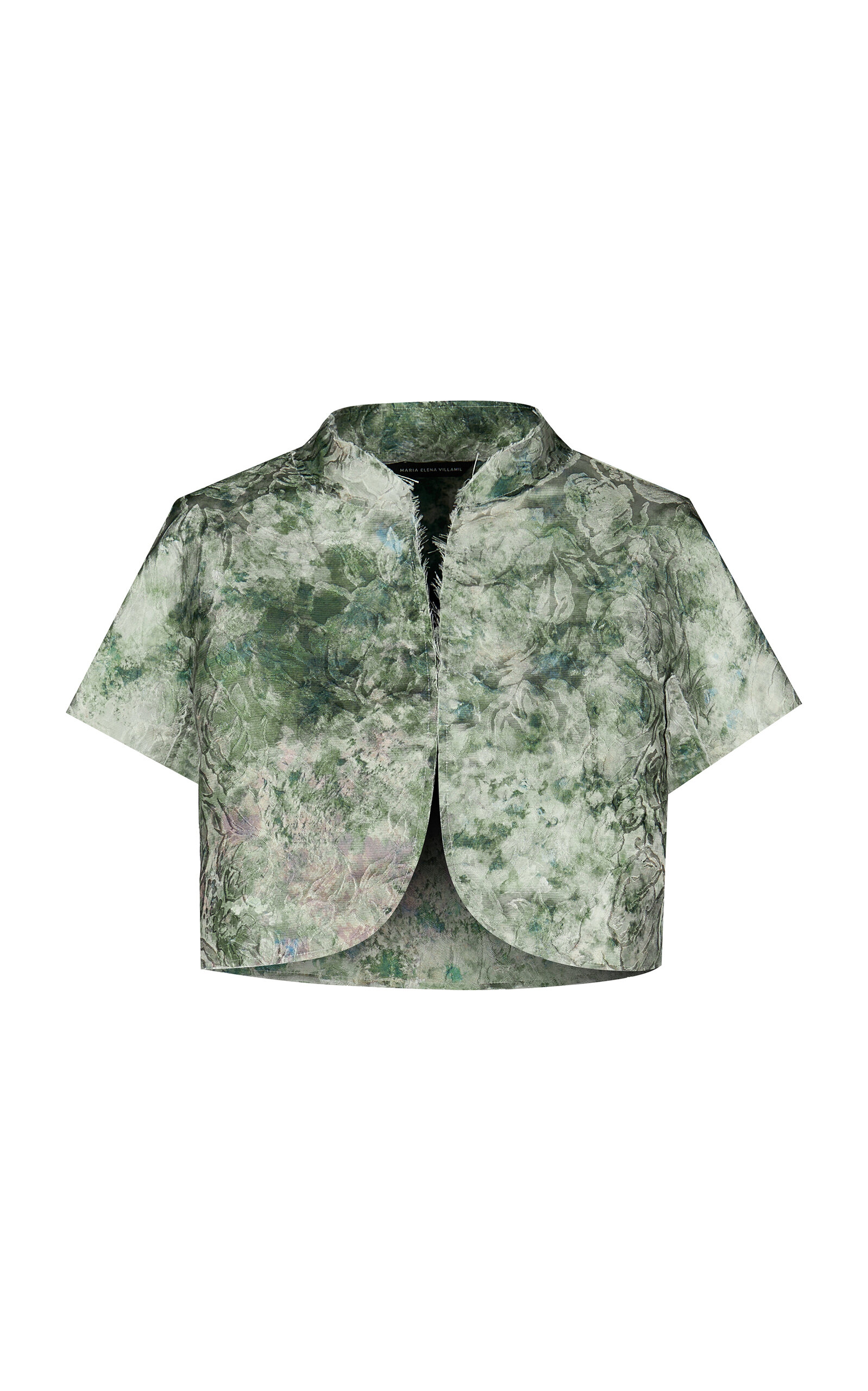 MARIA ELENA VILLAMIL GENCIANA CROPPED BROCADE CAPE