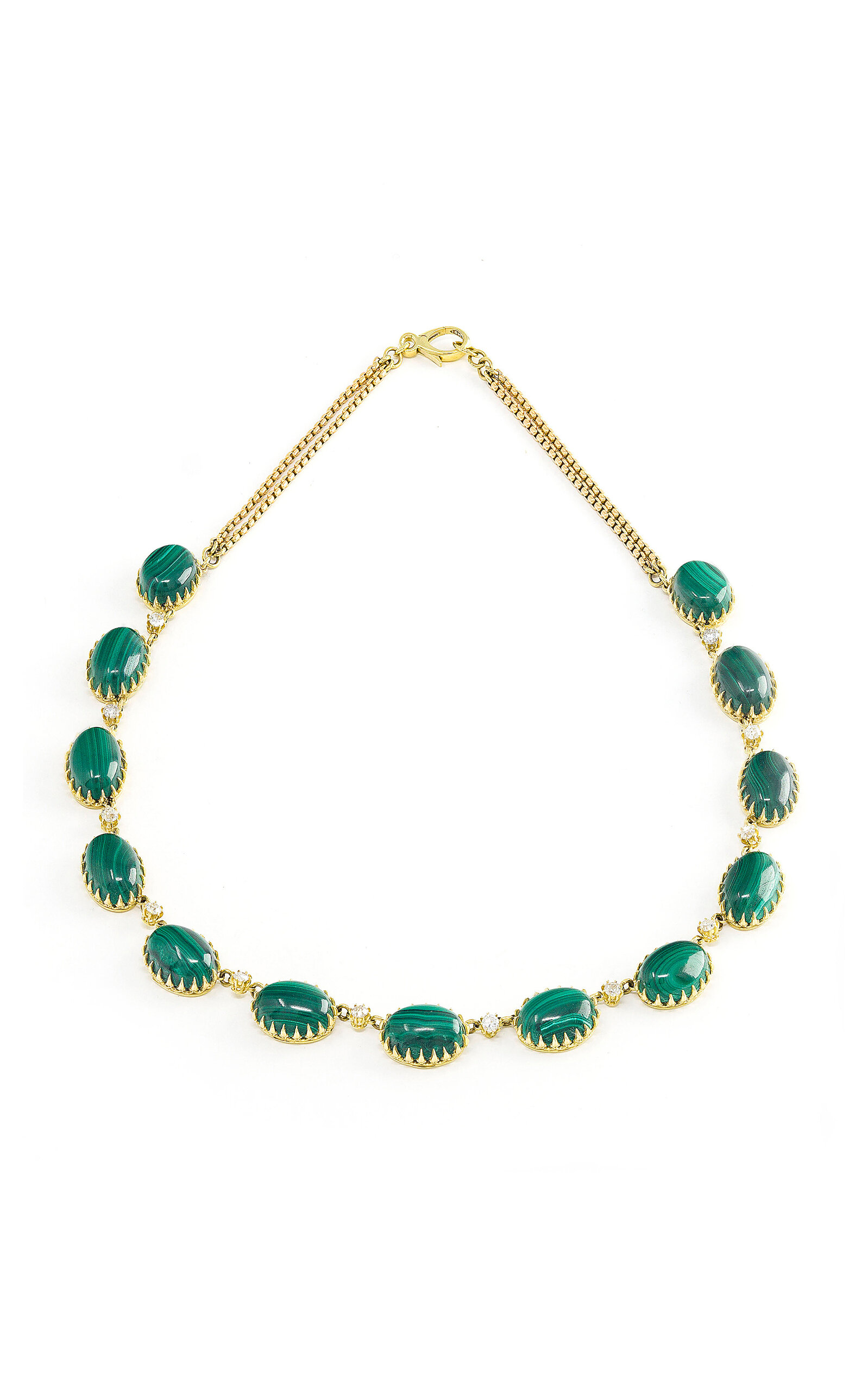 18K Yellow Gold Diamond And Malachite Necklace