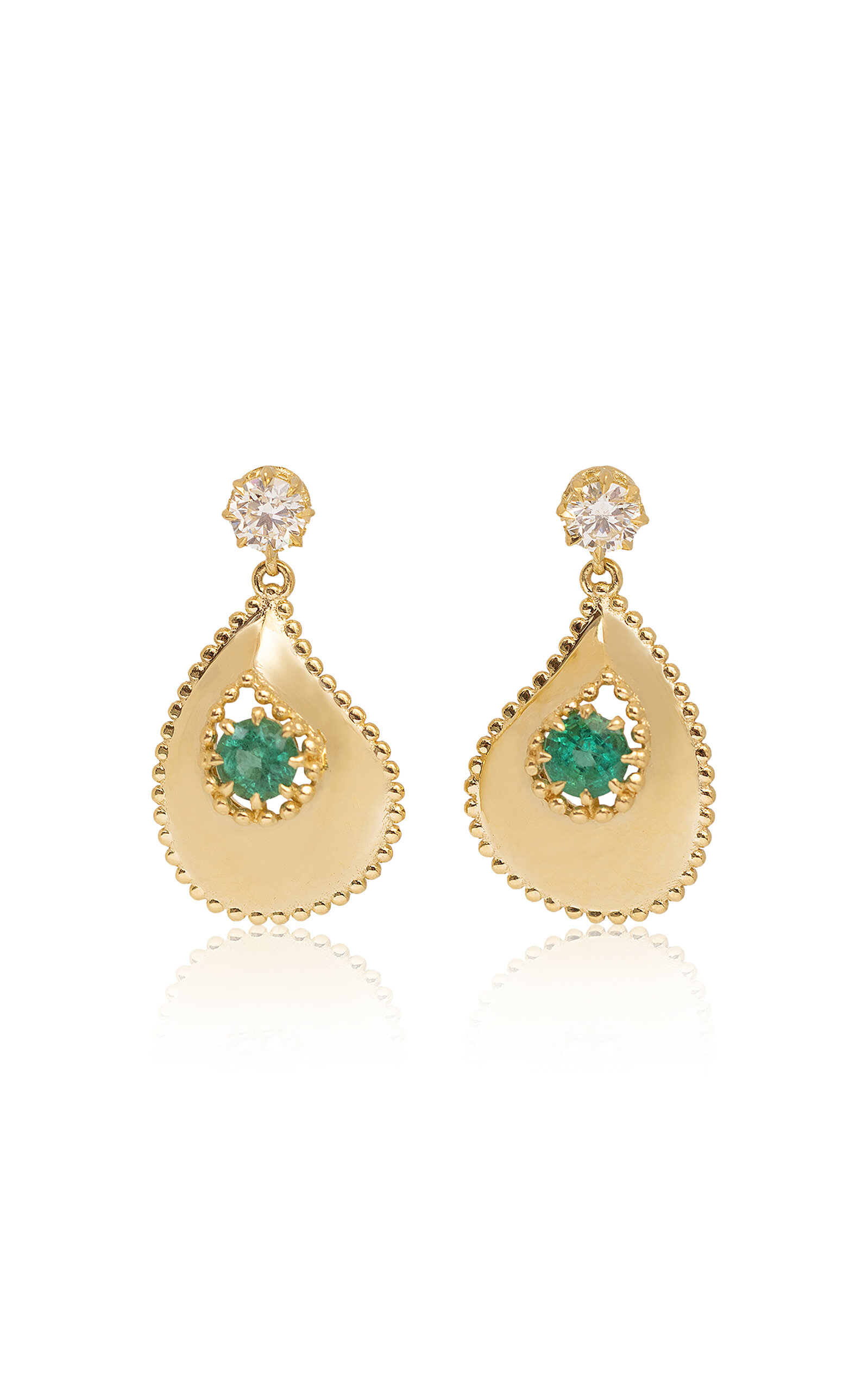 Jenna Blake Paisley 18K Yellow Gold Diamond; And Emerald Earrings - Gold - OS - Moda Operandi - Women's Jewelry And Watches