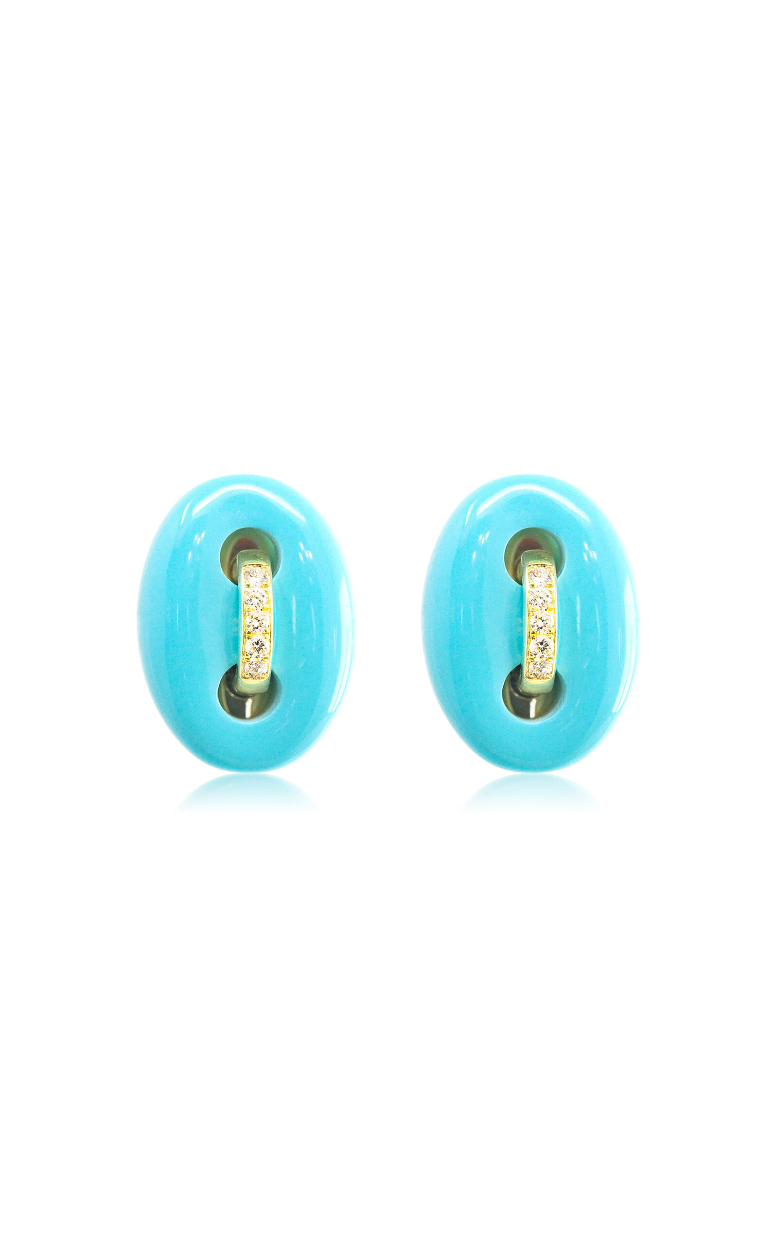 18K Yellow Gold Diamond And Malachite Stud Earrings