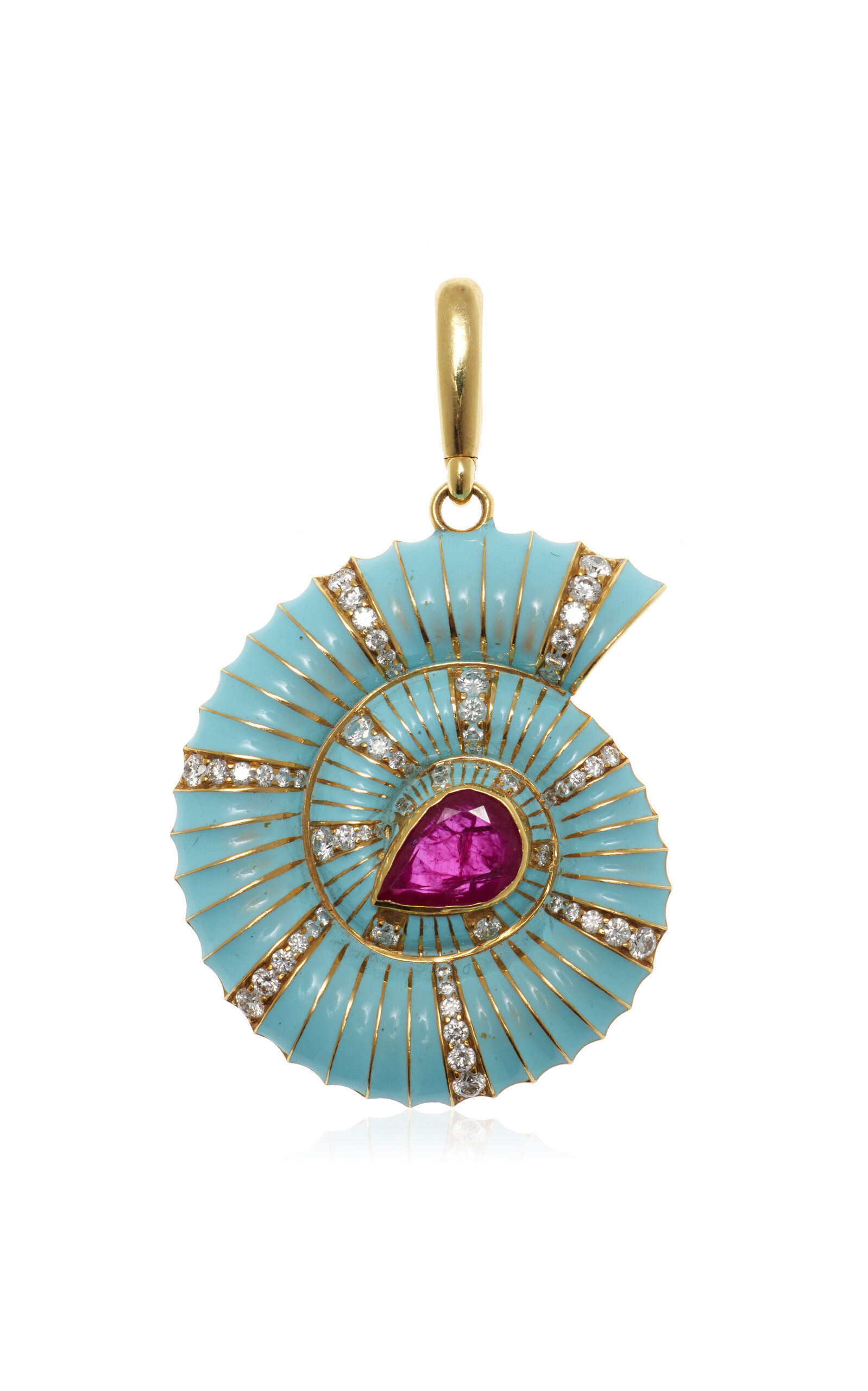 Jenna Blake Helix Shell 18K Yellow Gold Multi-Stone Charm - Blue - OS - Moda Operandi