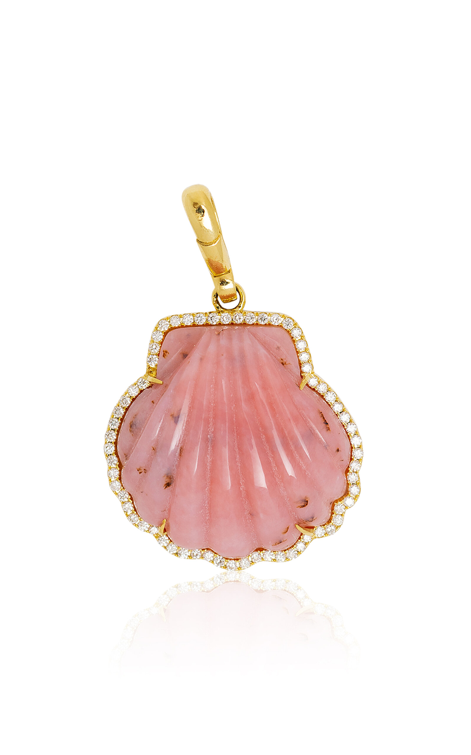 18K Yellow Gold Diamond And Rhodochrosite Frame Charm