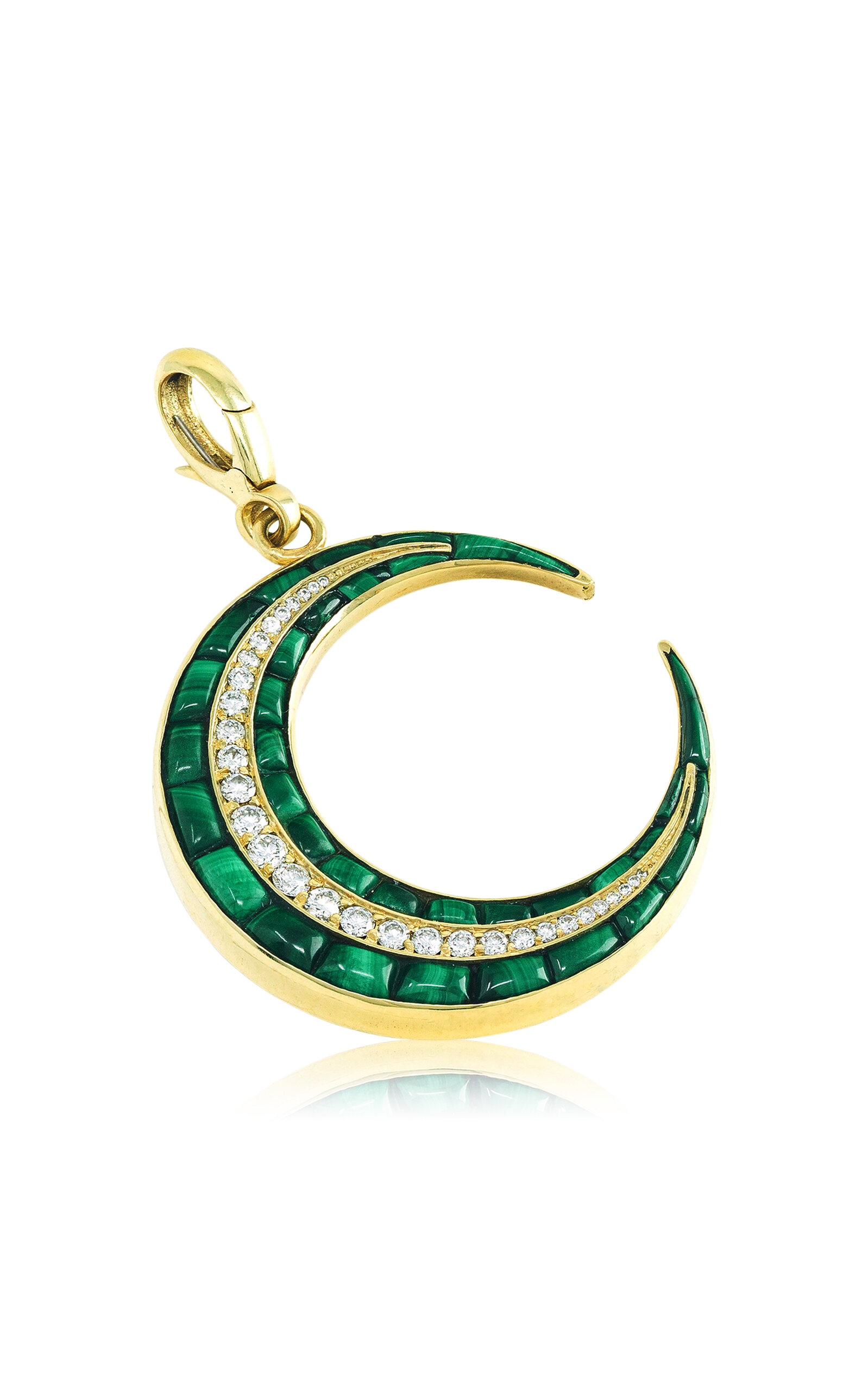 18K Yellow Gold Diamond And Malachite Charm