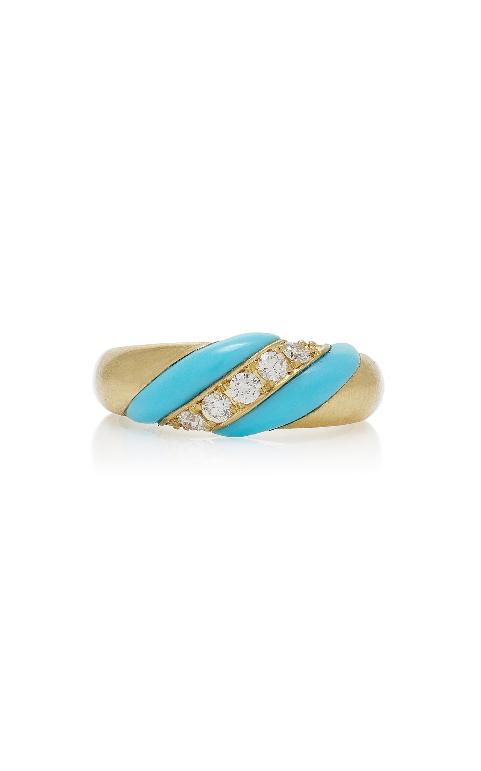 Jenna Blake 18K Yellow Gold; Diamond And Turquoise Ring - Blue - US 6.5 - Moda Operandi