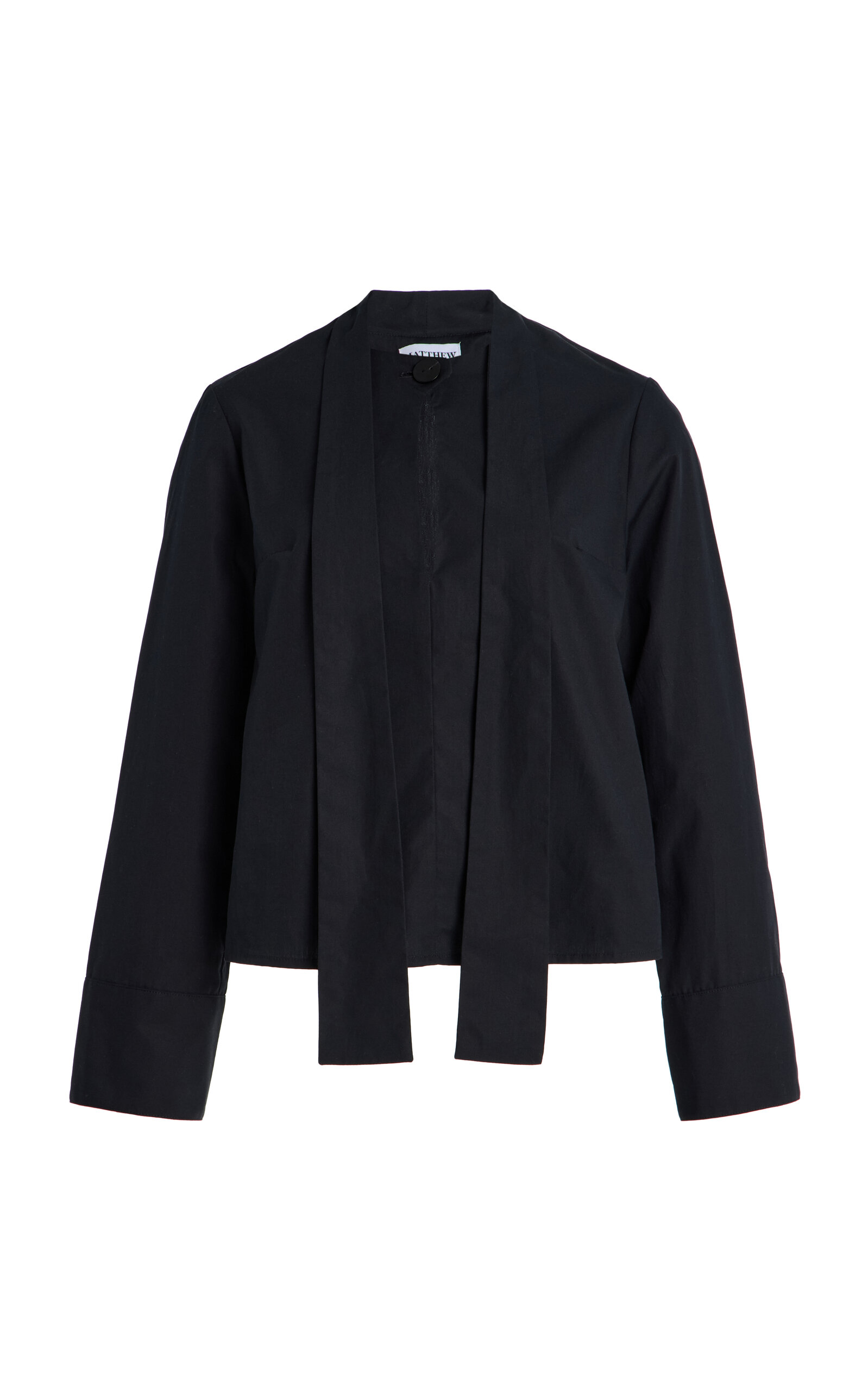 Matthew Bruch Scarf-Neck Cotton-Poplin Top