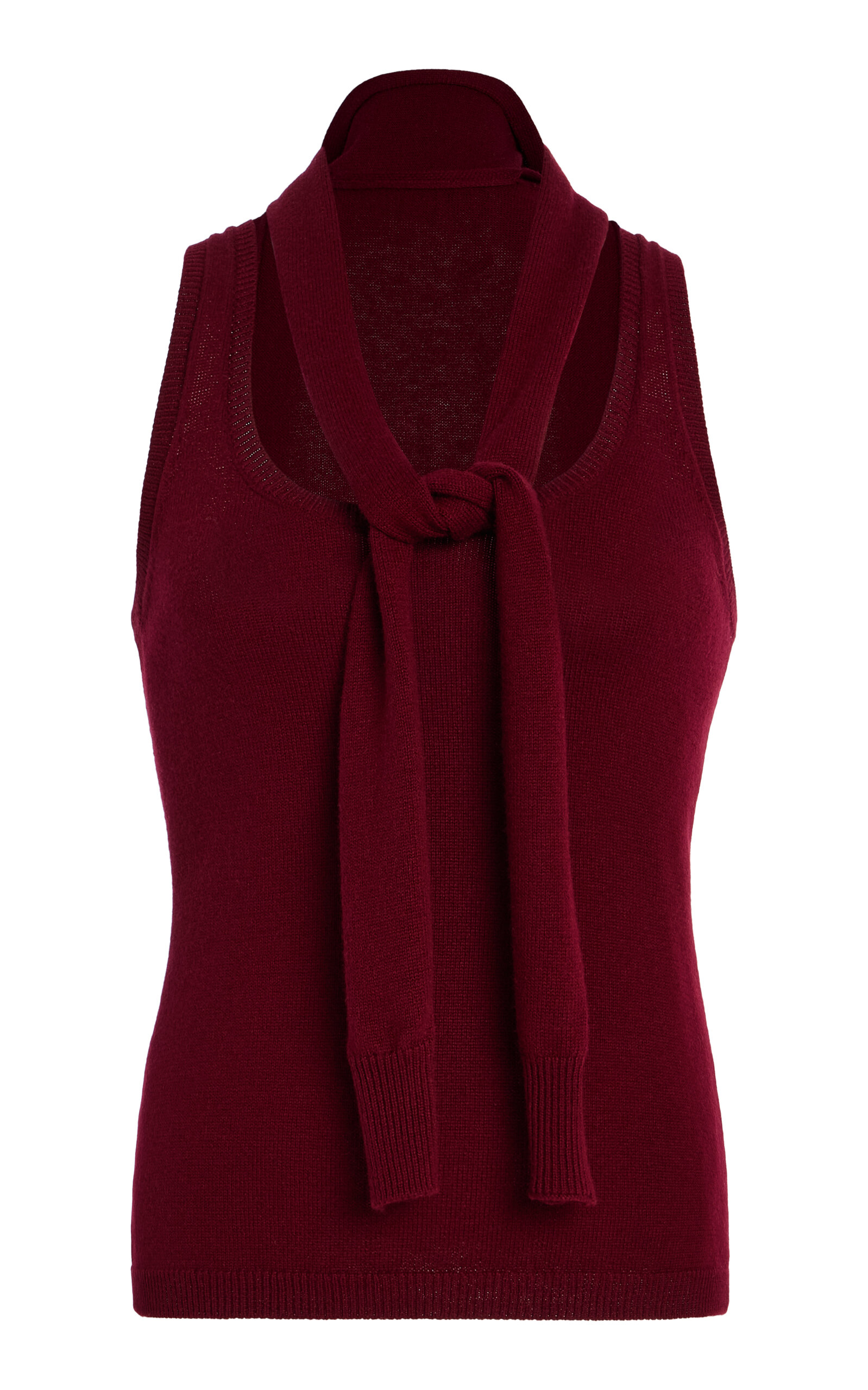 Matthew Bruch Scarf-Neck Knit Wool-Cotton Tank Top