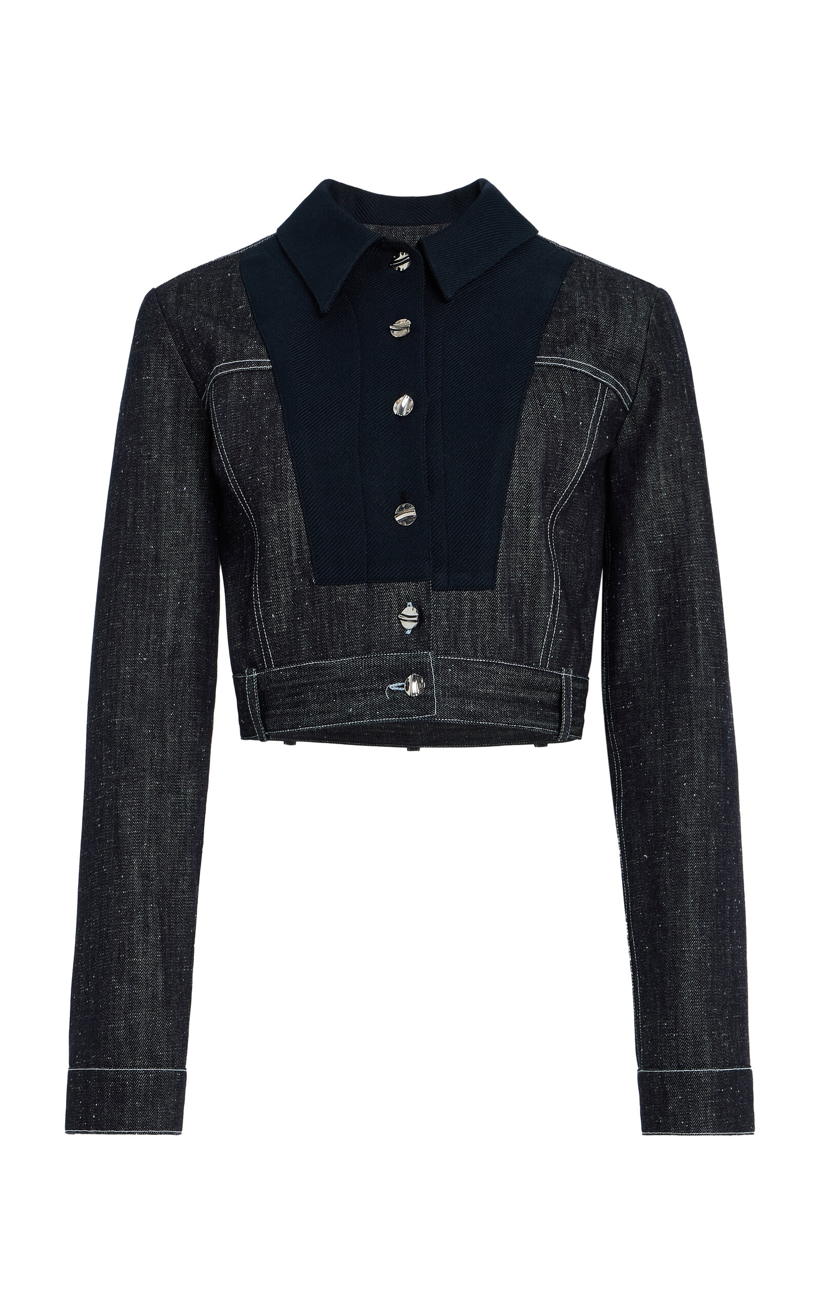 Matthew Bruch Seamed-Bib Raw-Denim Jacket