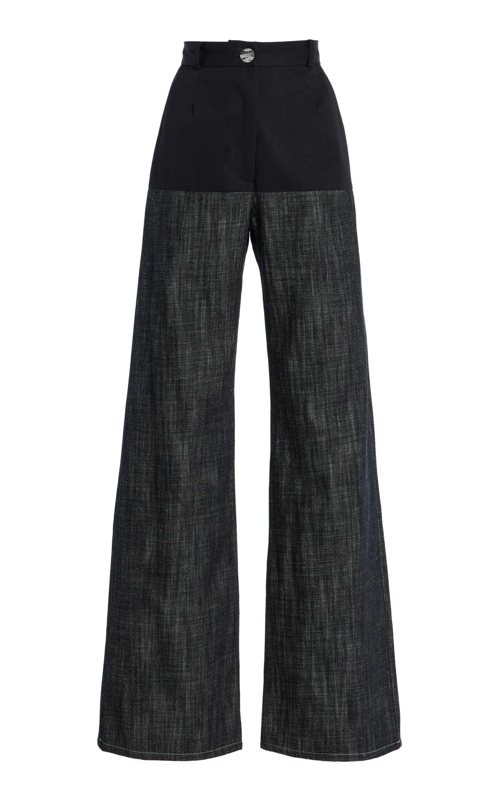 Matthew Bruch Rigid High-rise Wide-leg Jeans In Black