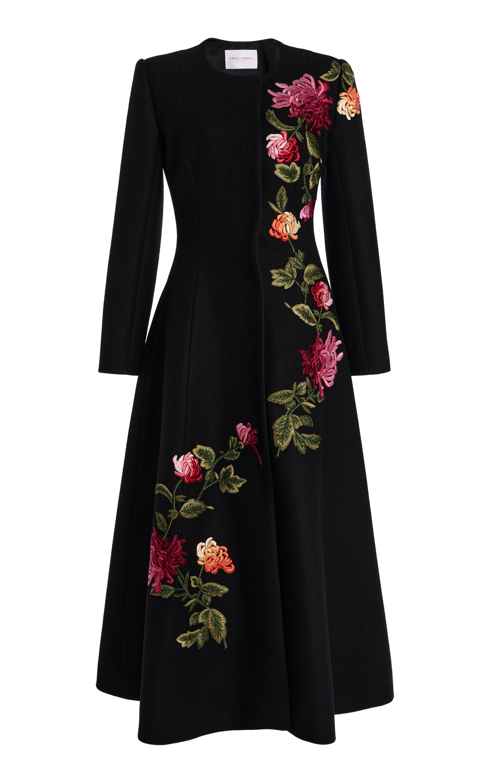 Carolina Herrera Embroidered Double-Faced Wool Coat