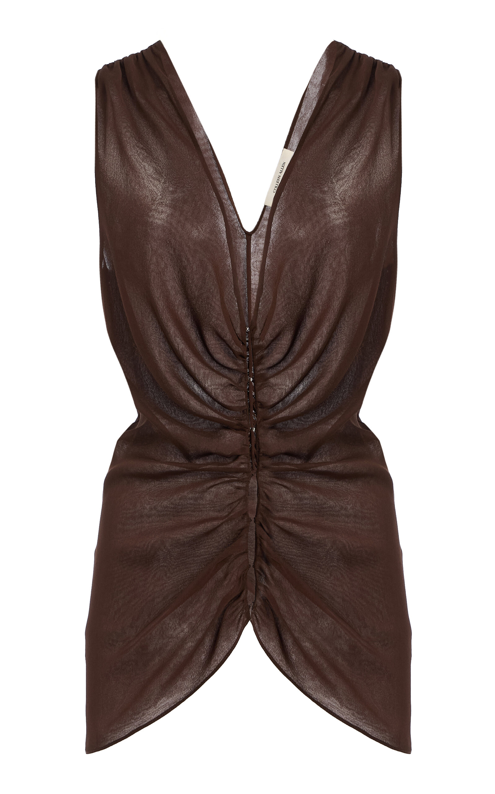 Colleen Allen Exclusive Silk-chiffon Top In Brown