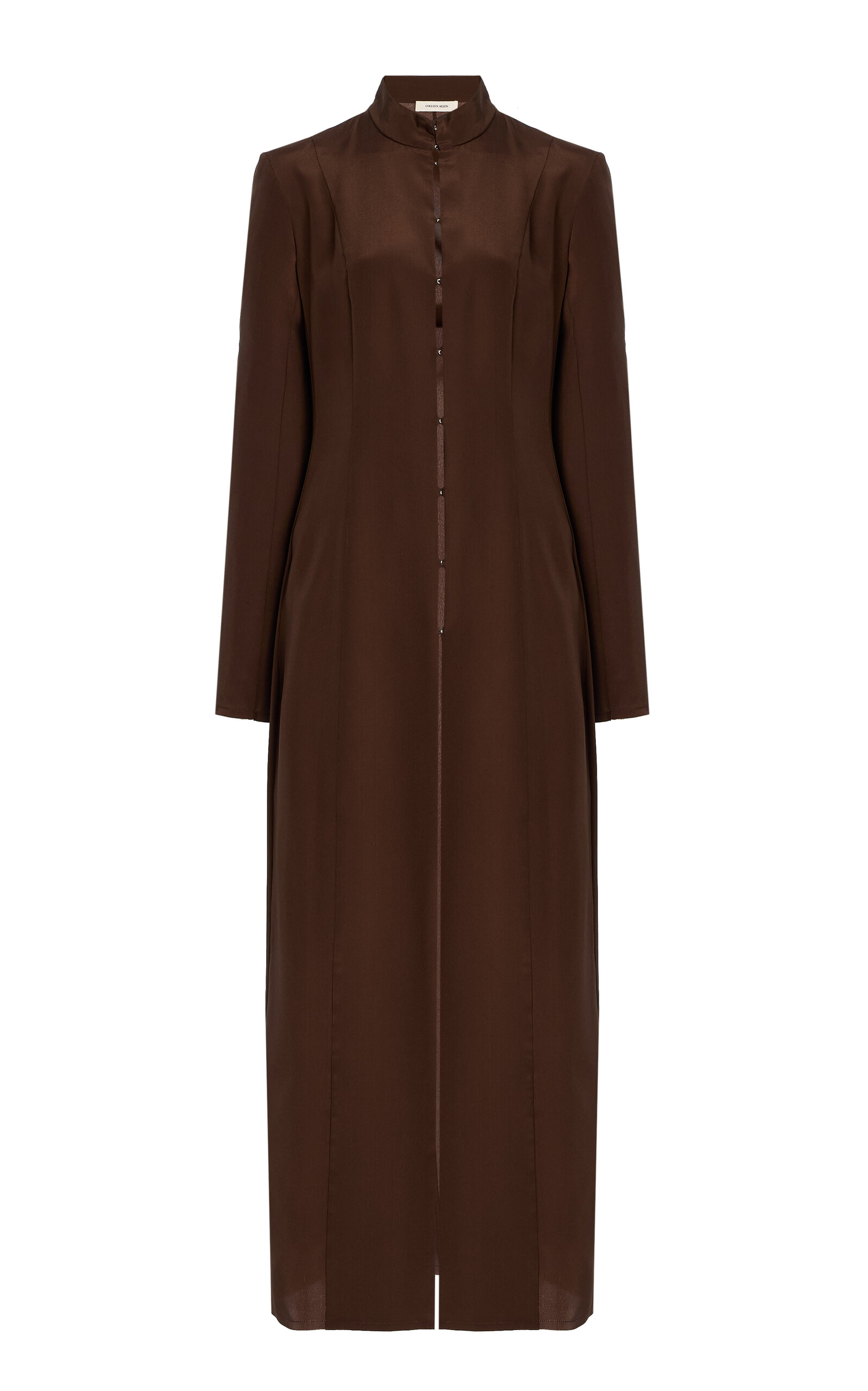 Colleen Allen Exclusive Long Silk Jacket In Brown