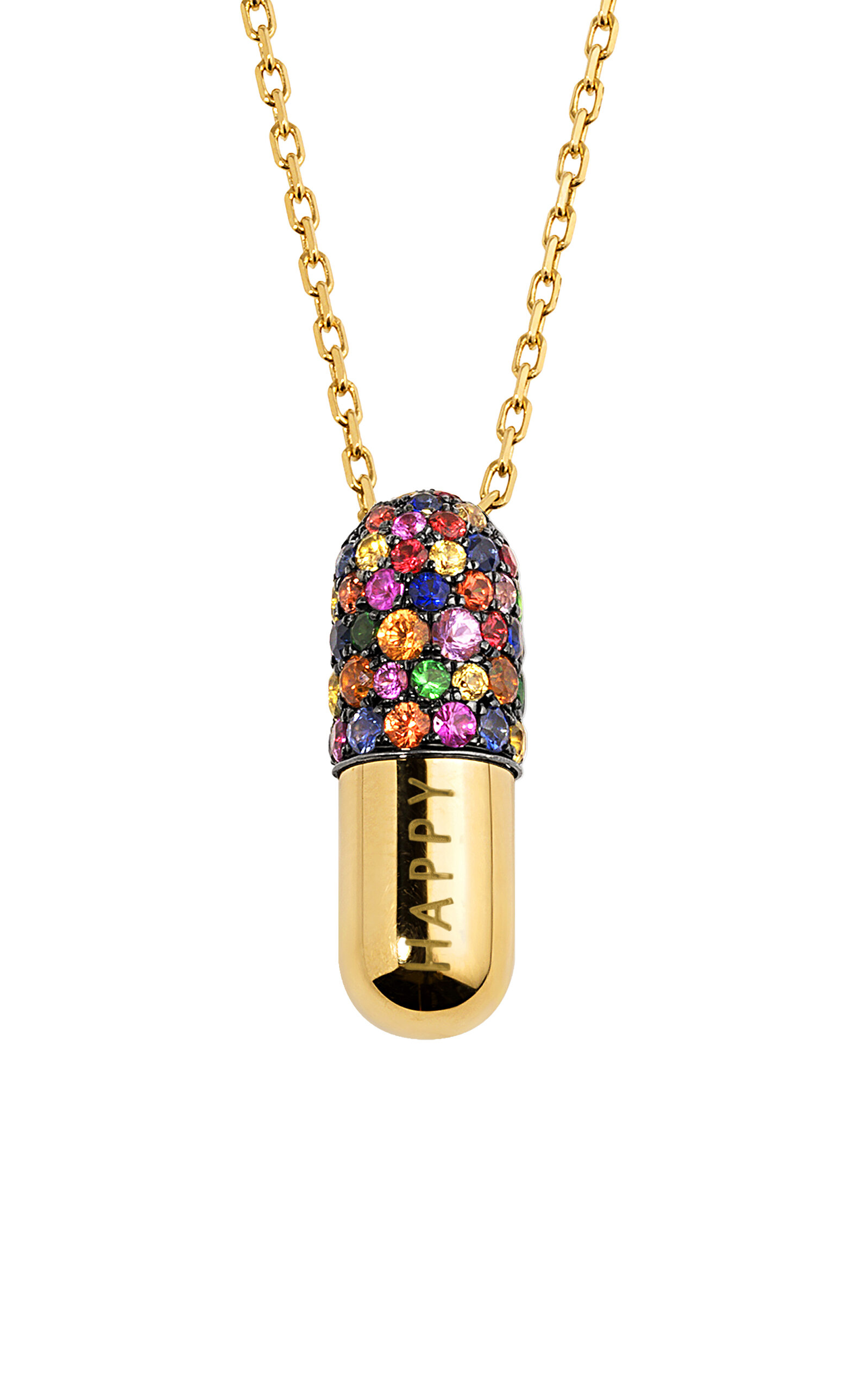Happy 18K Yellow Gold Sapphire Pill Pendant