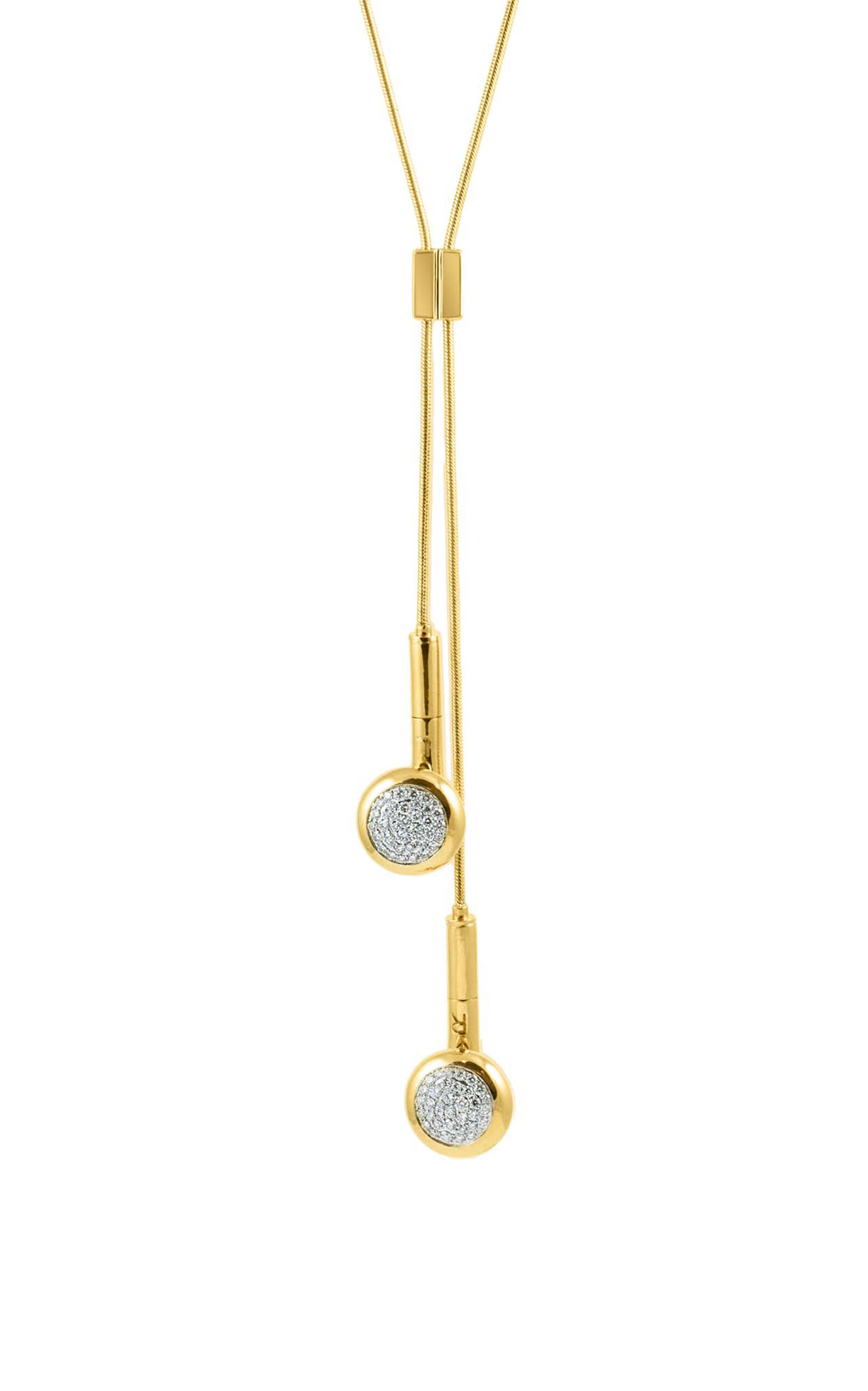 Headphone 18K Yellow Gold Bolo Necklace