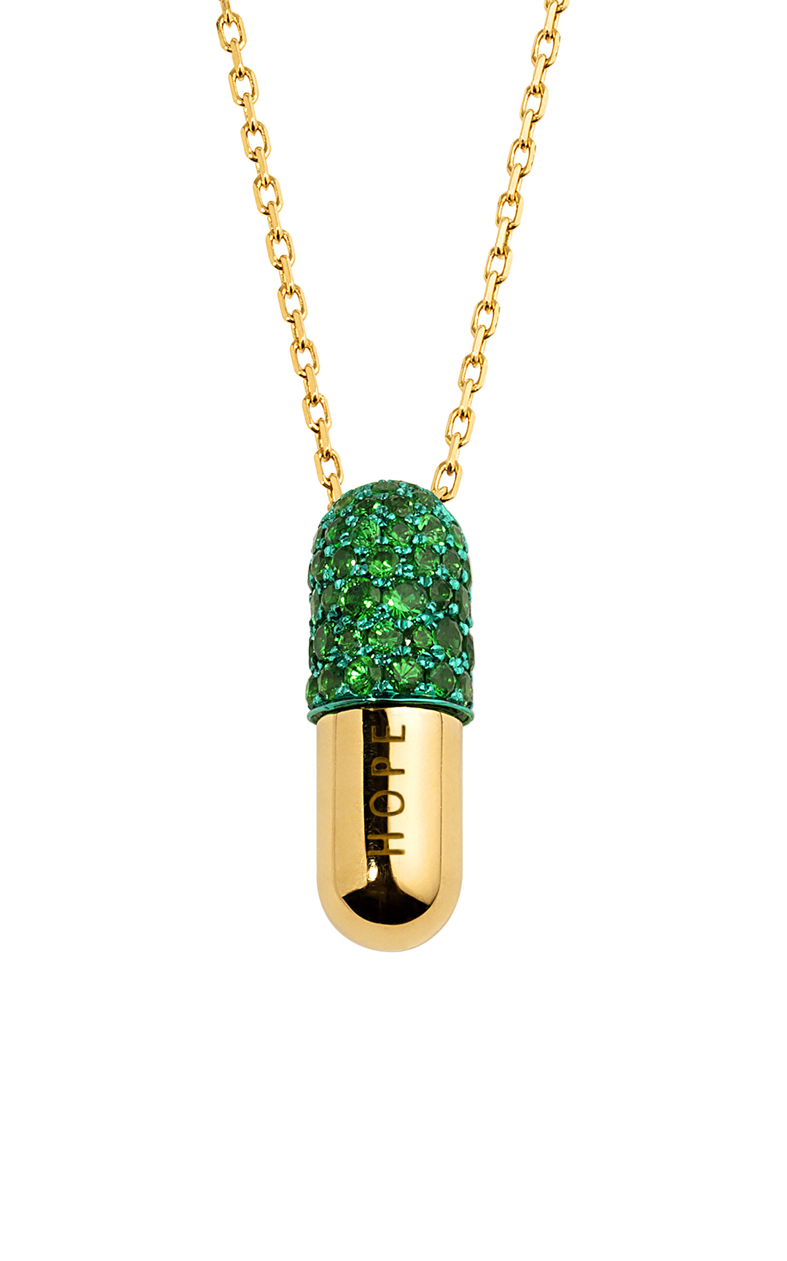 Hope 18K Yellow Gold Tsavorite Pill Pendant