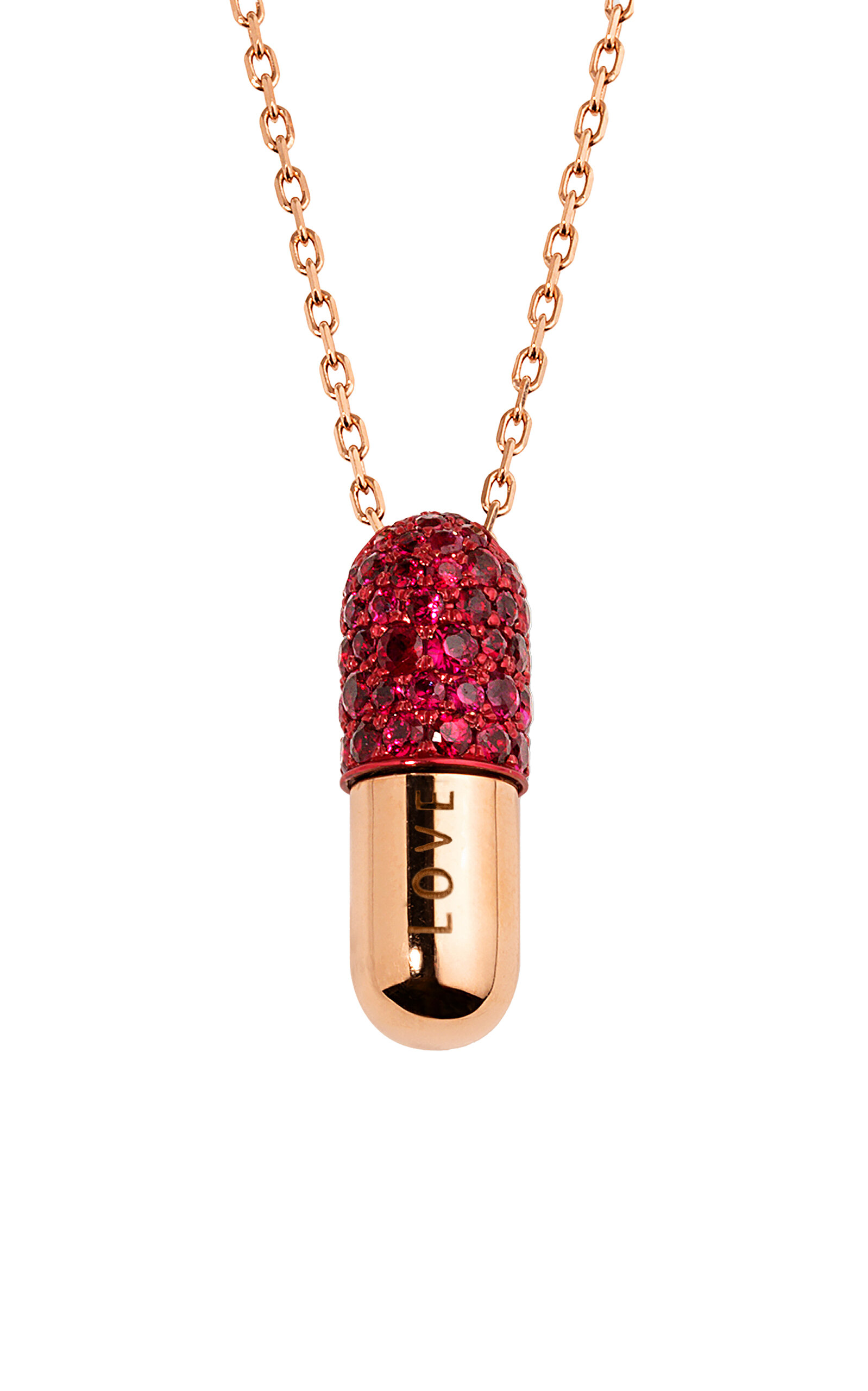 Love 18K Rose Gold Ruby Pill Pendant