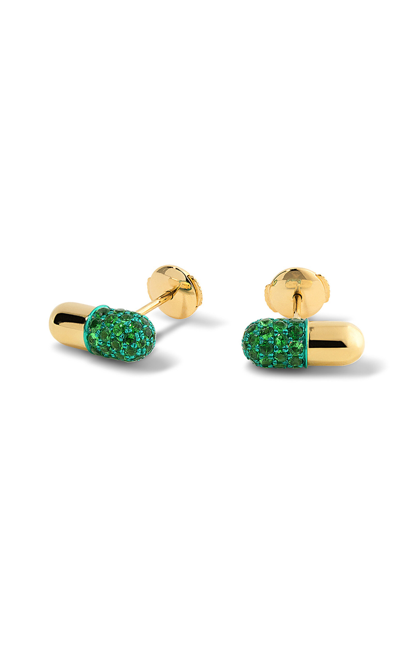 Pill 18K Yellow Gold Tsavorite Earrings