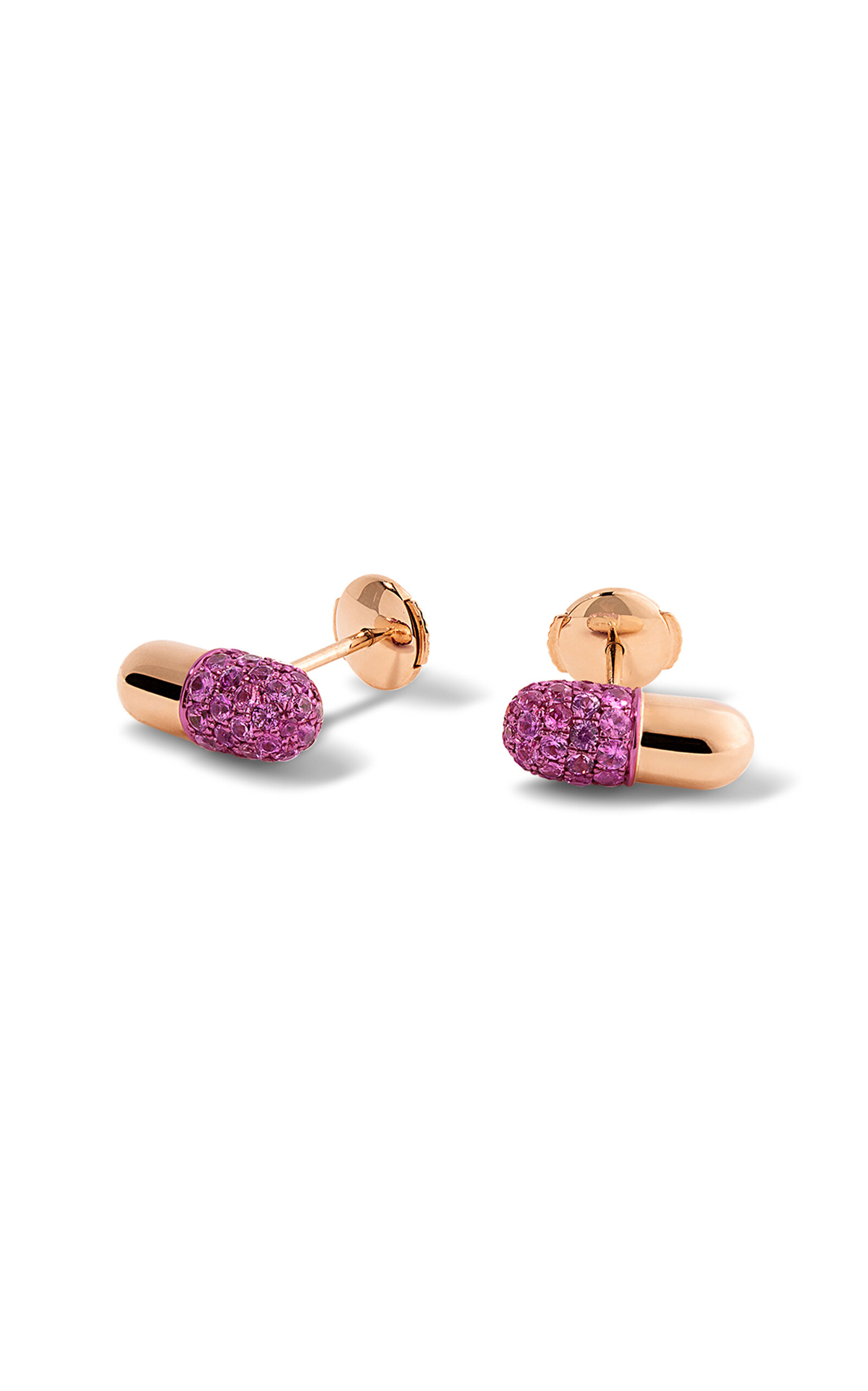 Pill 18K Rose Gold Sapphire Earrings
