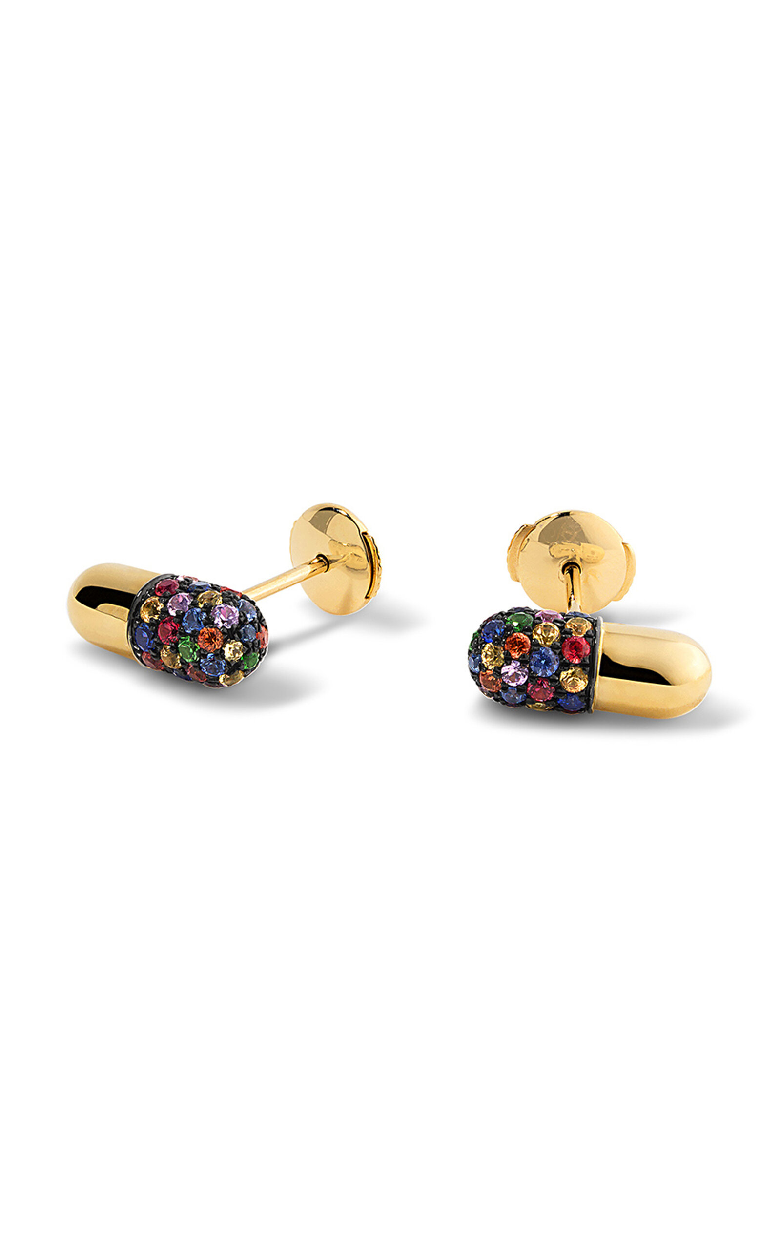Pill 18K Yellow Gold Sapphire Earrings