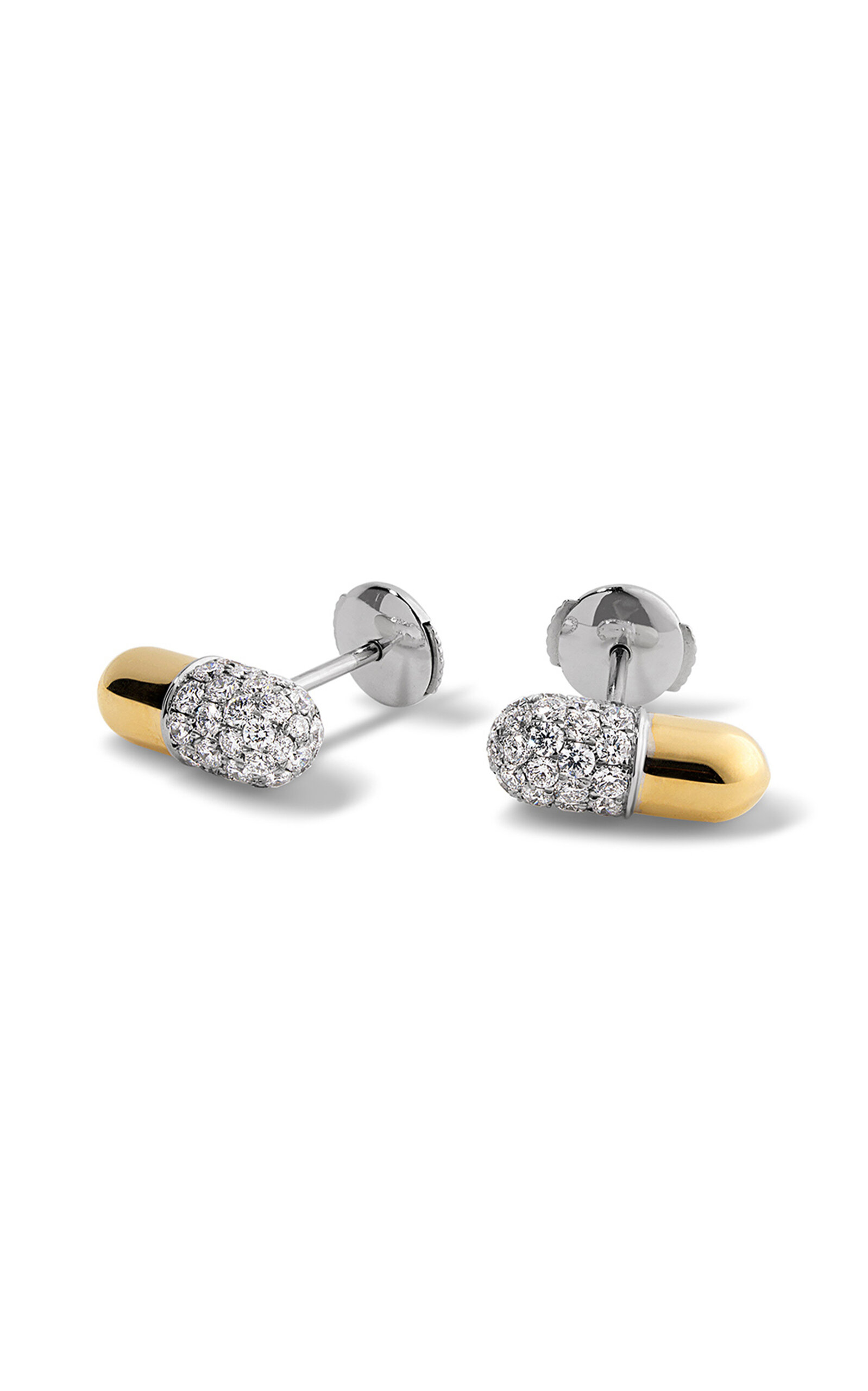 Elior Pill 18k Yellow And White Diamond Earrings