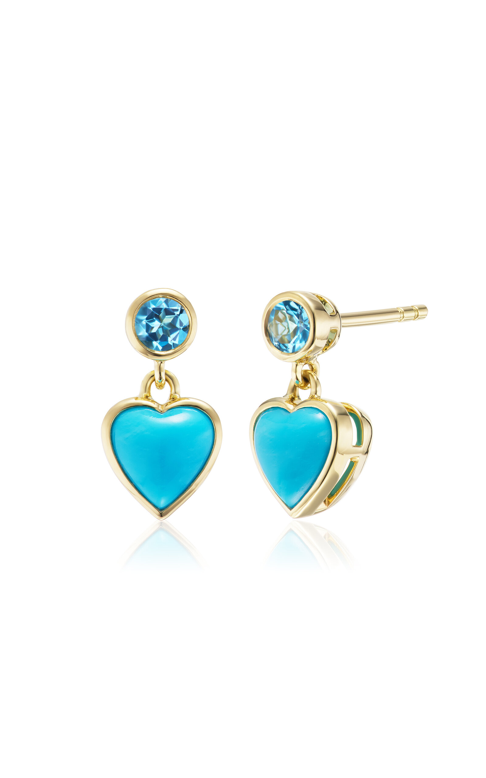 Blue Heart 18K Yellow Gold Multi-Stone Earrings