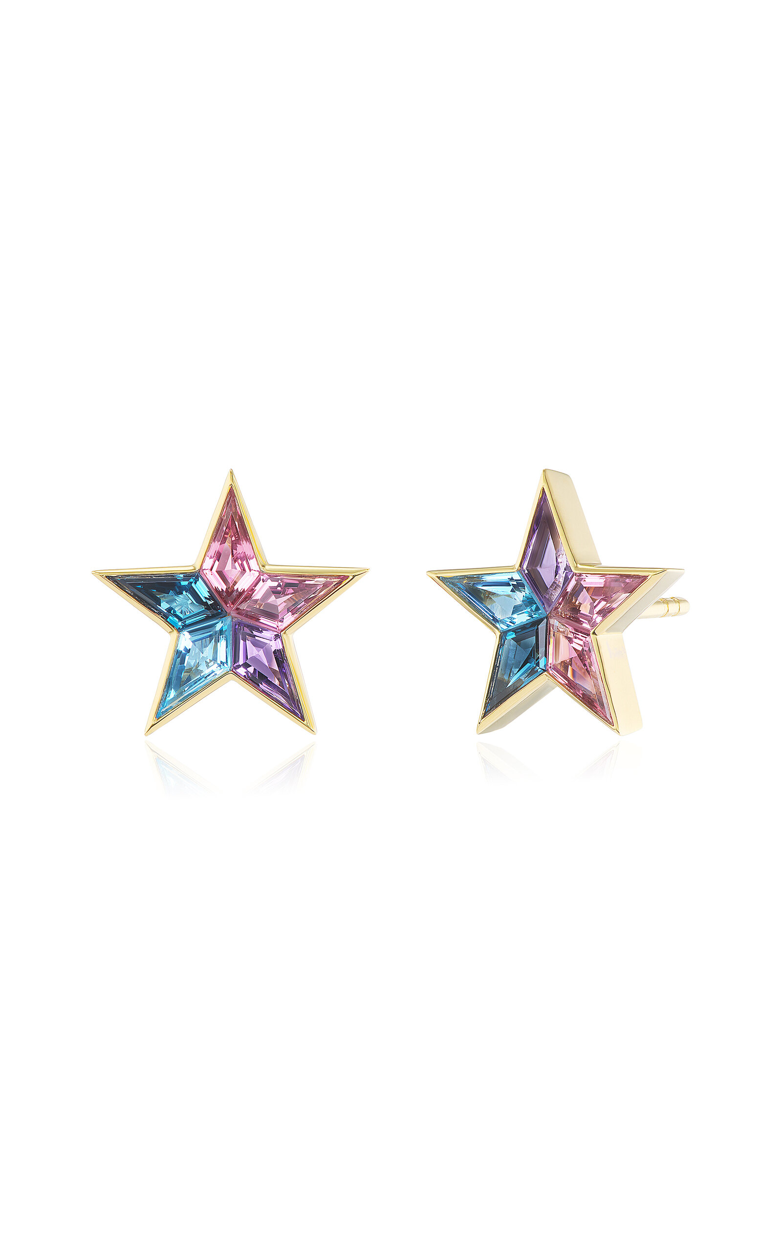 Star 18K Yellow Gold Multi-Stone Earrings