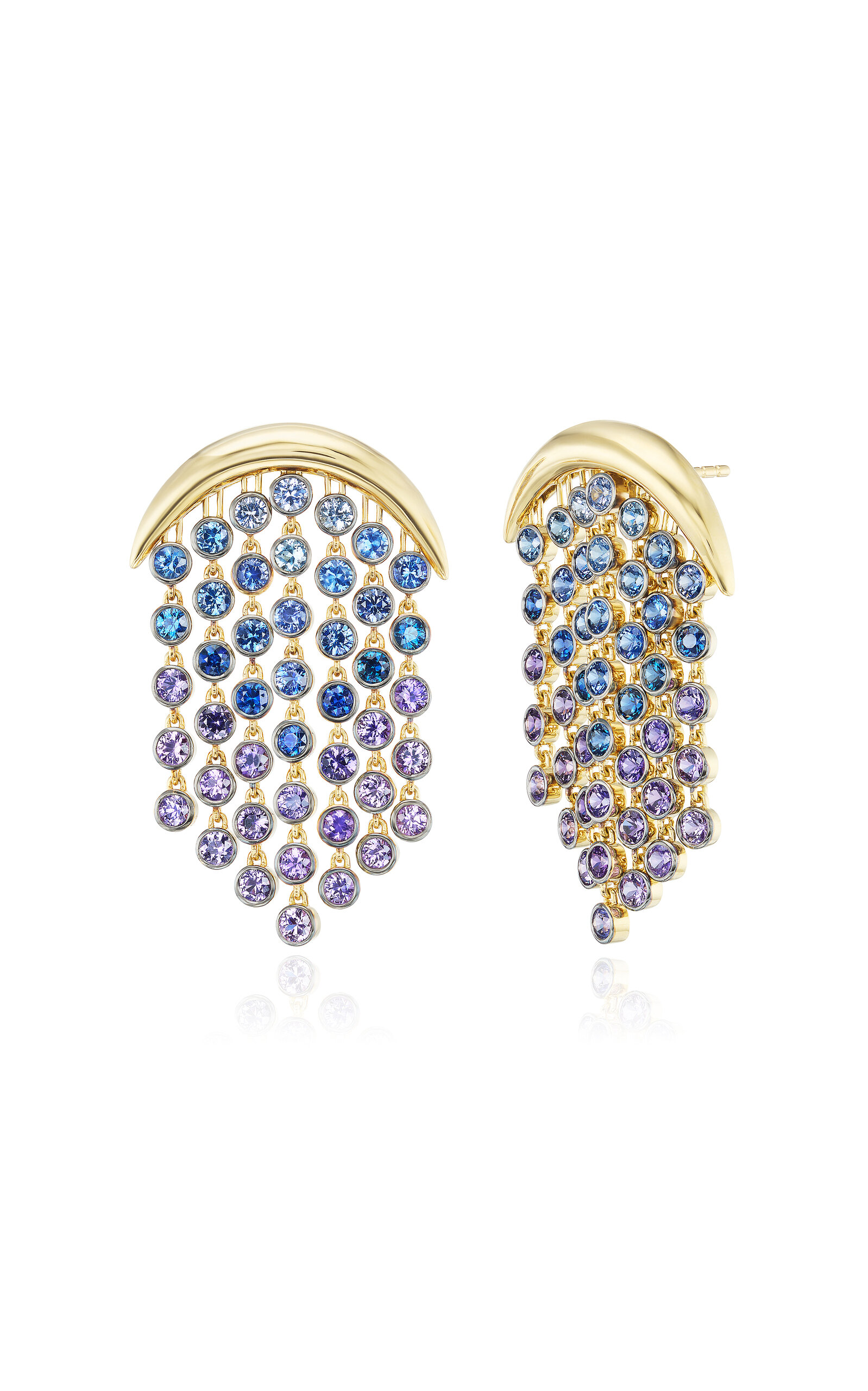 Fringe 18K Yellow And Black Gold Sapphire Earrings