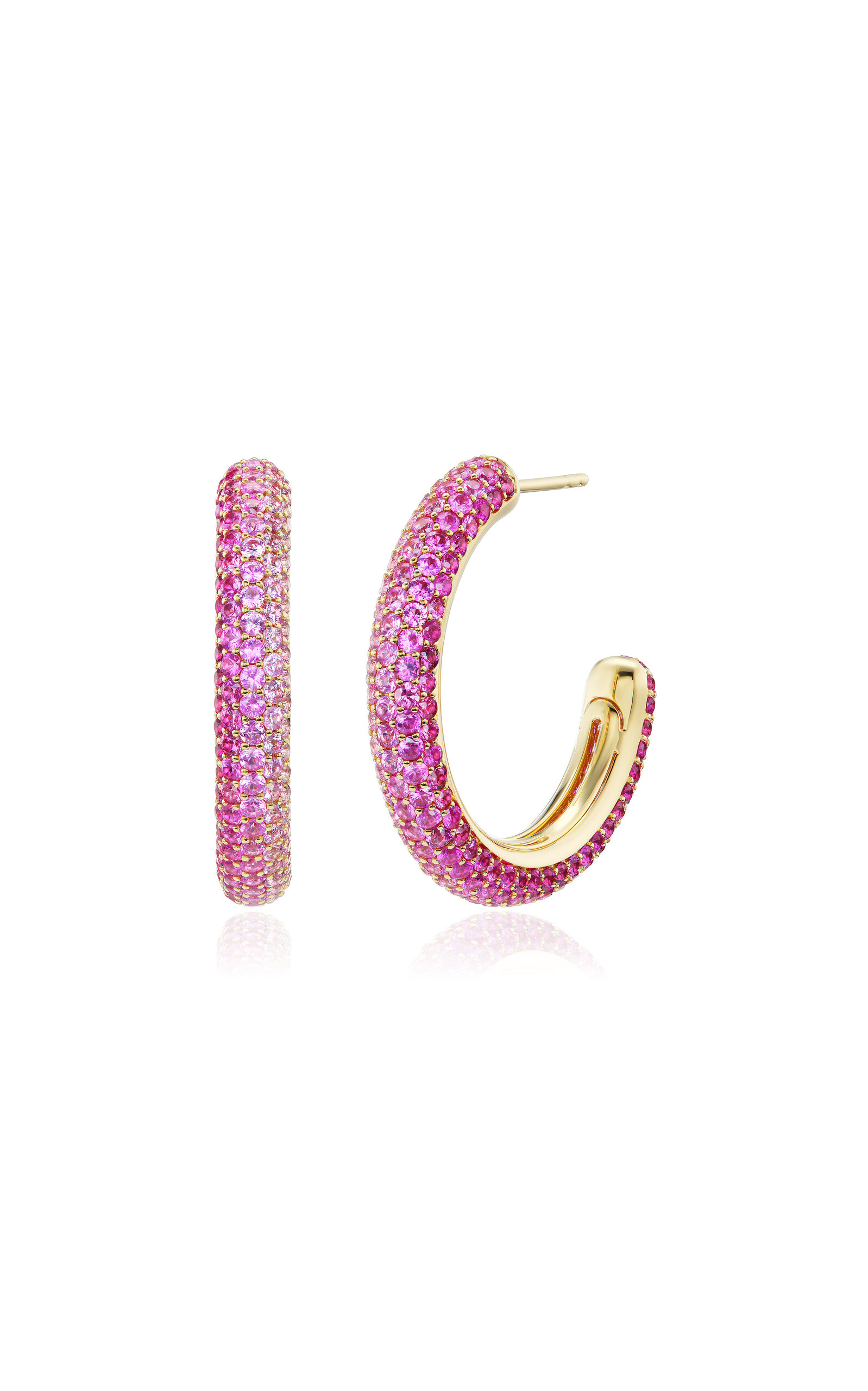 Flamingo Puffy 18K Yellow Gold Sapphire Earrings