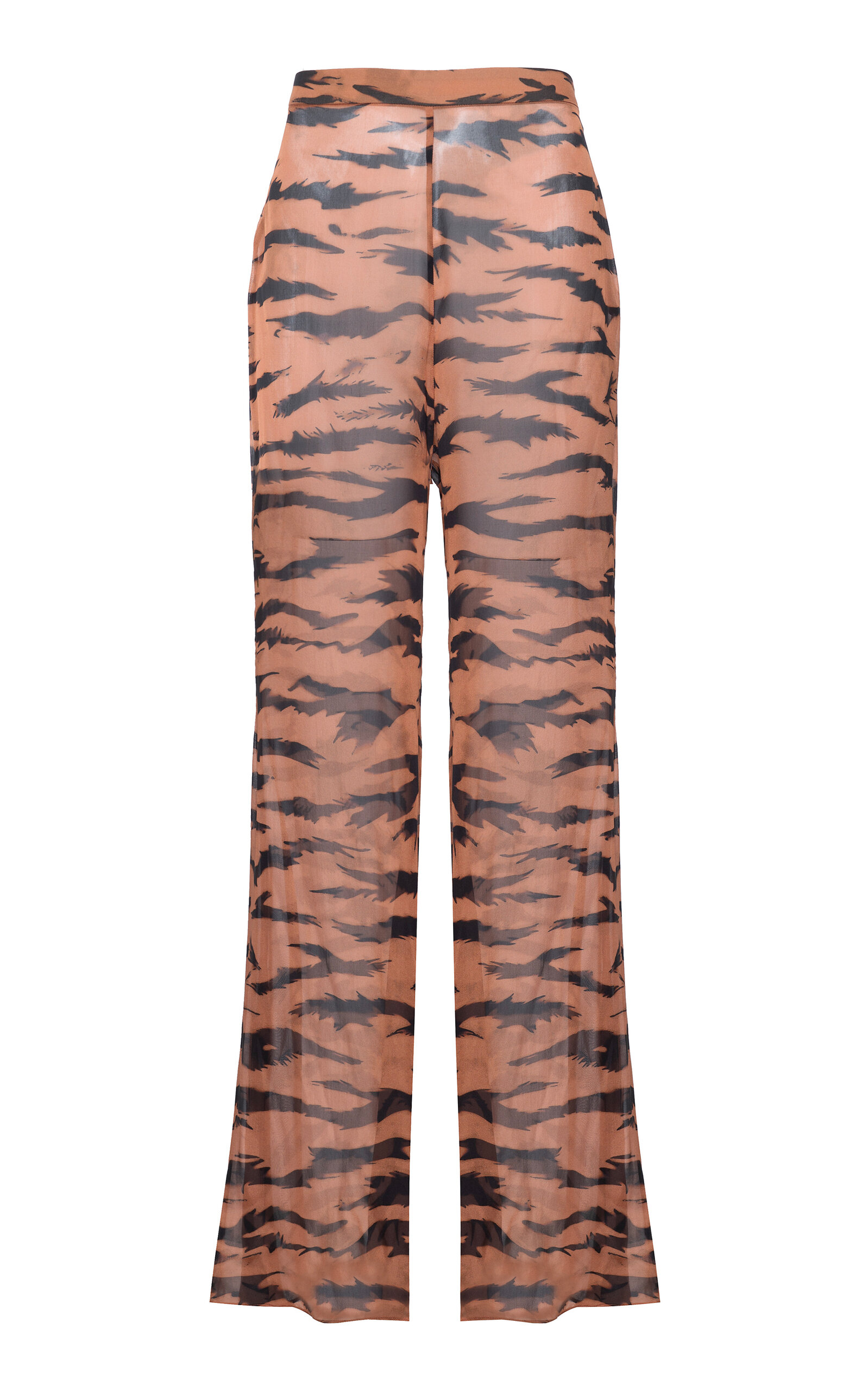 Adriana Degreas X Sabine Getty Animal-print Silk Flared Pants In Brown