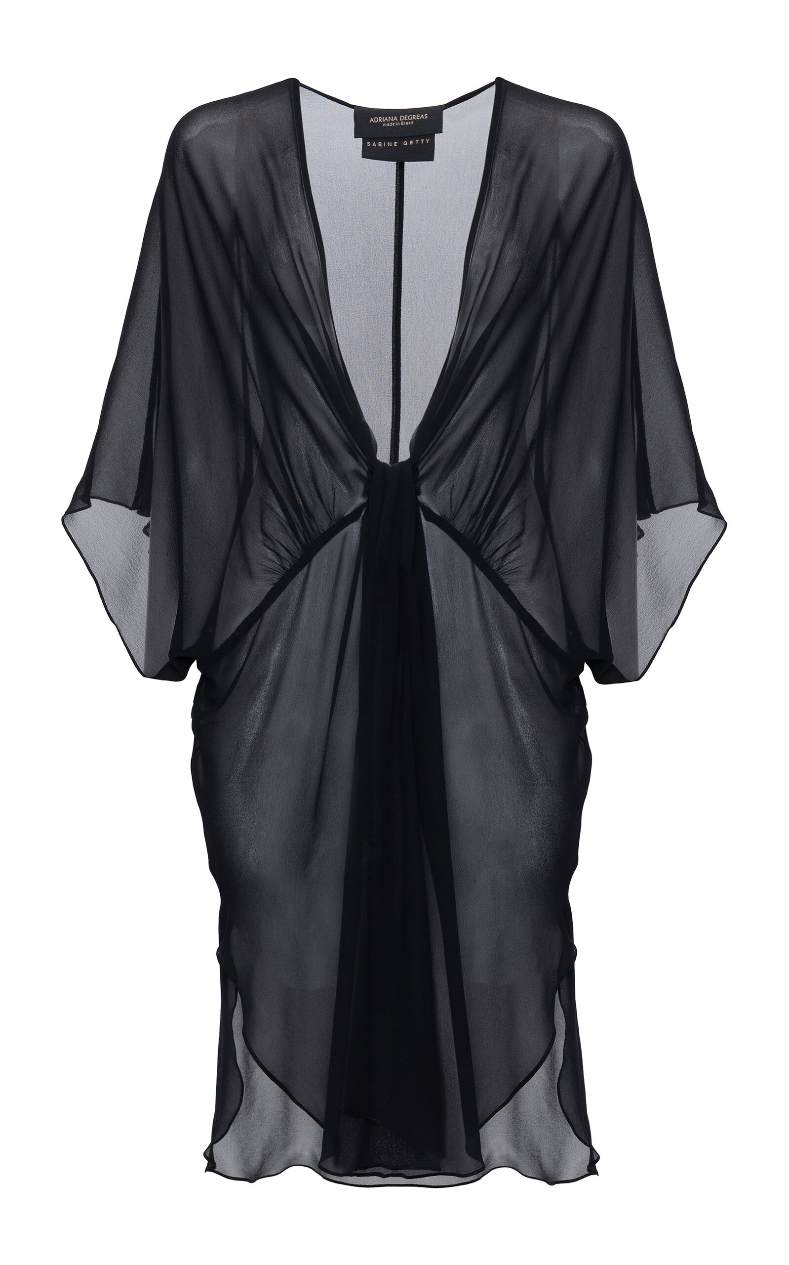 Adriana Degreas x Sabine Getty Ruched Sheer Silk Mini Dress