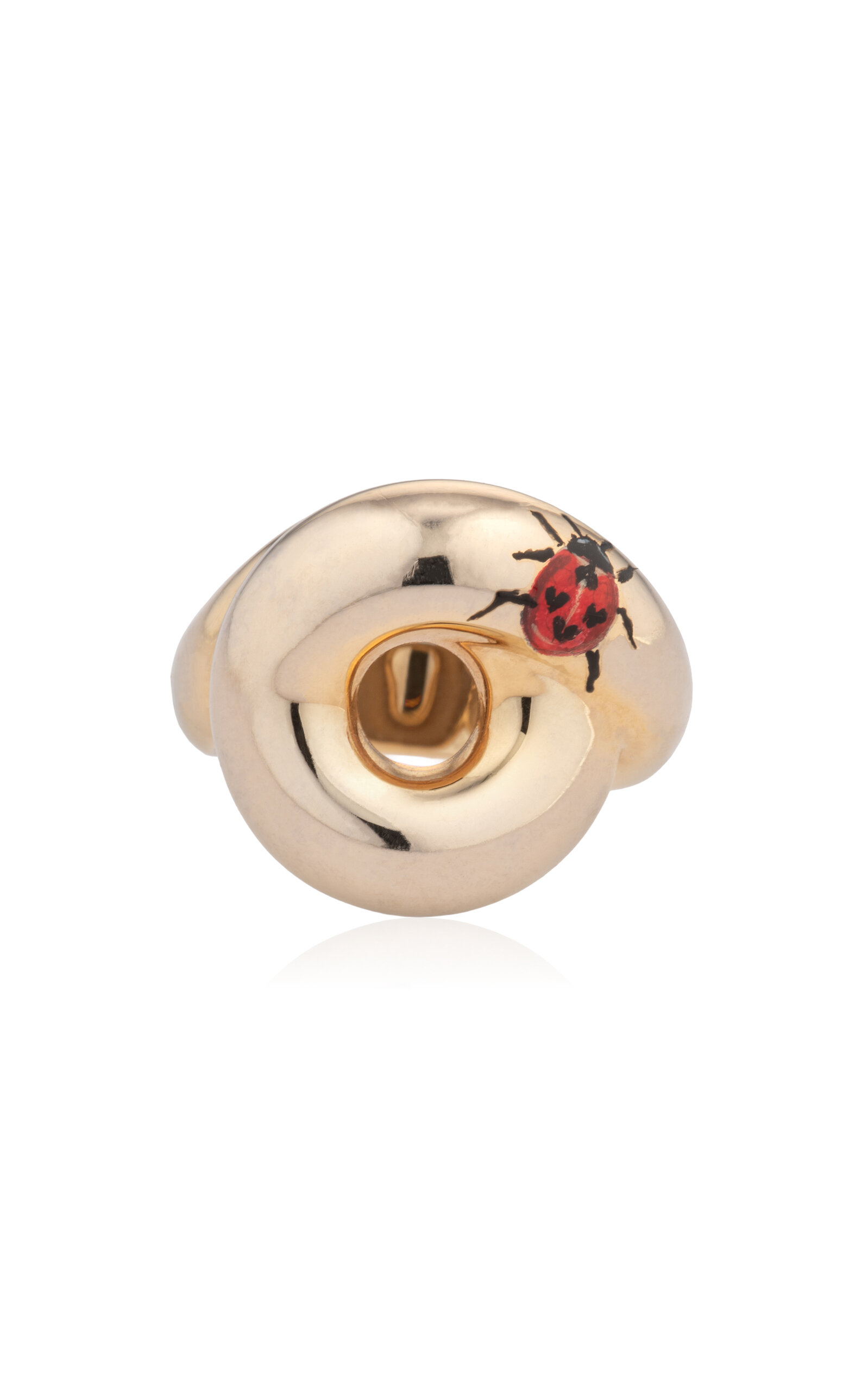 Bea Bongiasca 9k Yellow Gold Ladybug Tarallo Ring