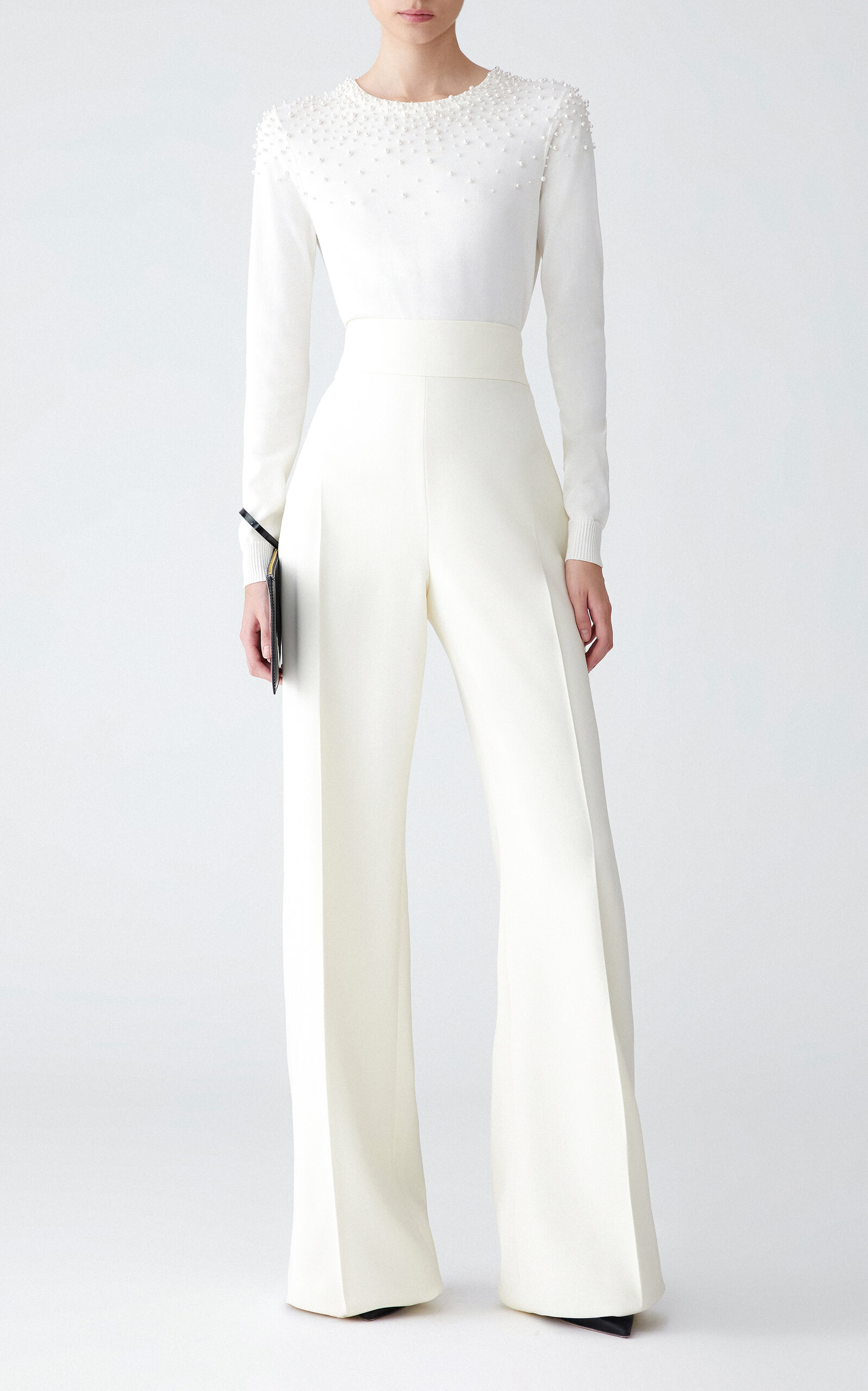 Carolina Herrera Bi-stretch Wool Tailoring Wide-leg Pants