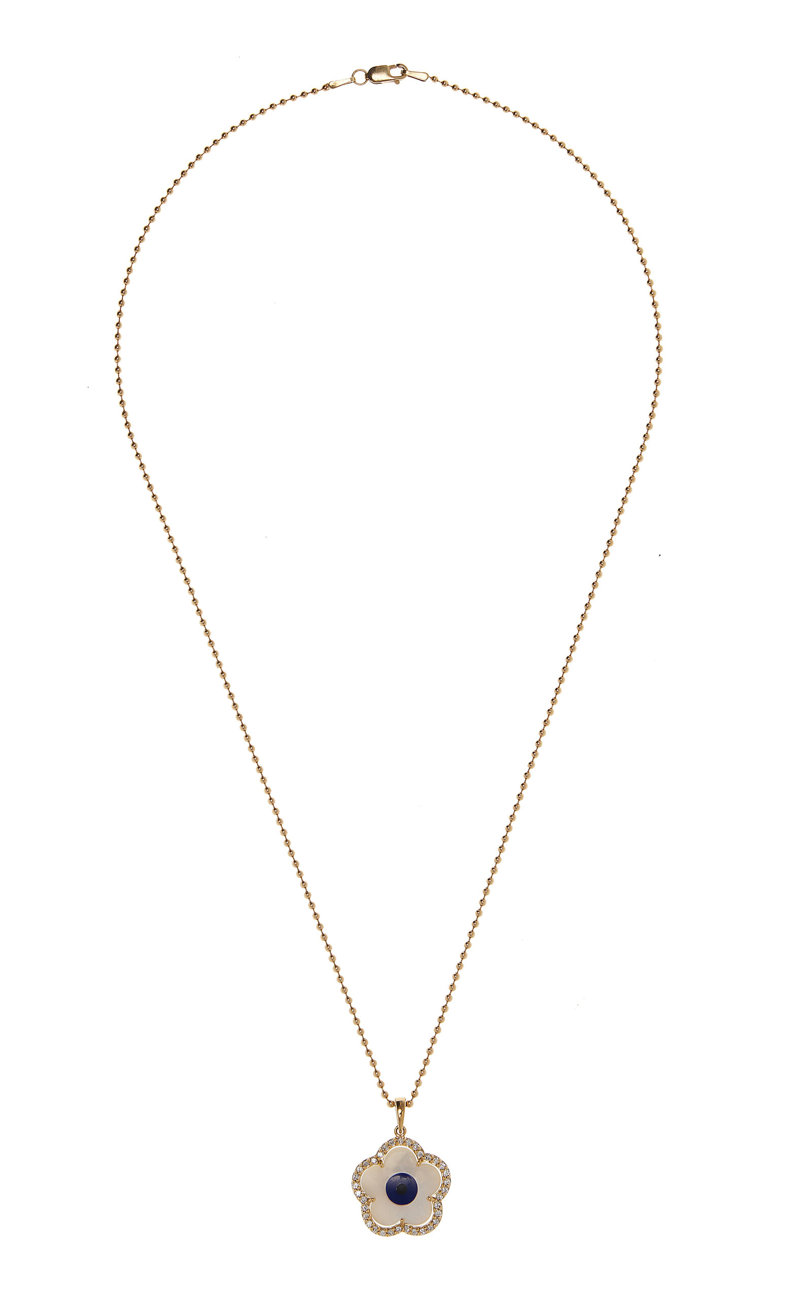 Ashley McCormick 18K Yellow Gold Diamond And Mother of Pearl Necklace - Blue - OS - Moda Operandi