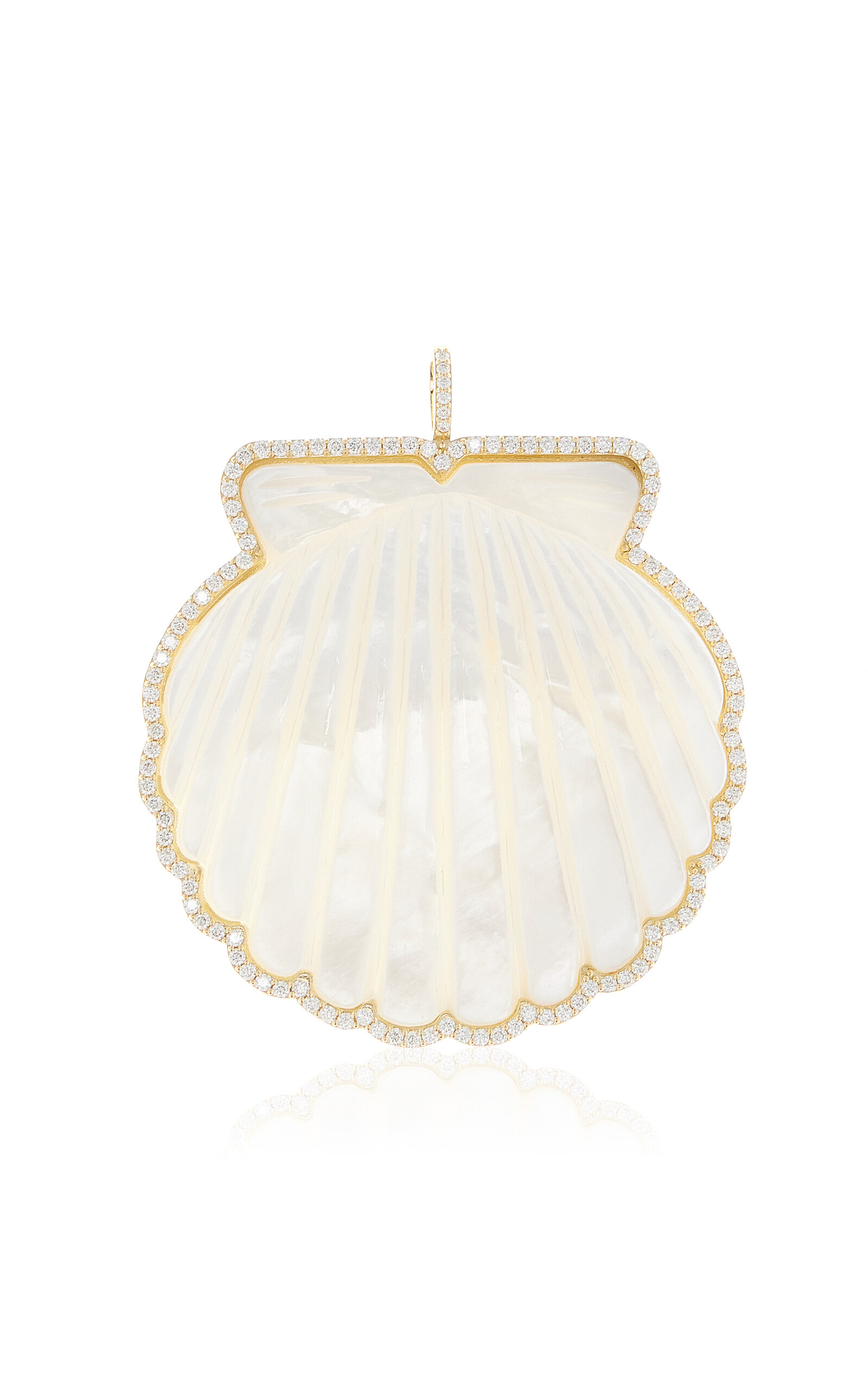 18K Yellow Gold Diamond And Mother of Pearl Pendant