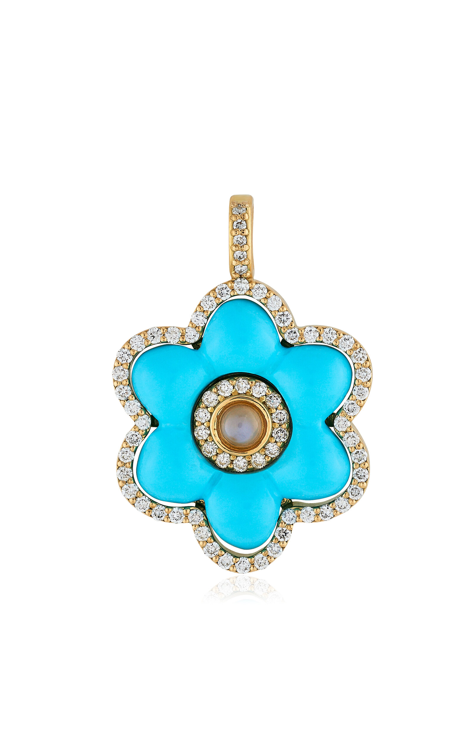Ashley McCormick 18K Yellow Gold Multi-Stone Fleur Charm - Blue - OS - Moda Operandi
