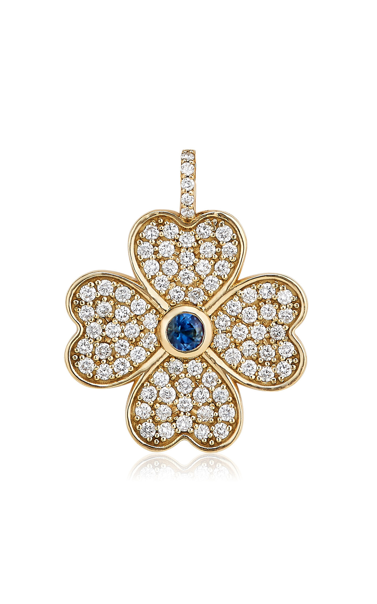 Ashley McCormick 18K Yellow Gold; Diamond And Sapphire Clover Charm - Gold - OS - Moda Operandi