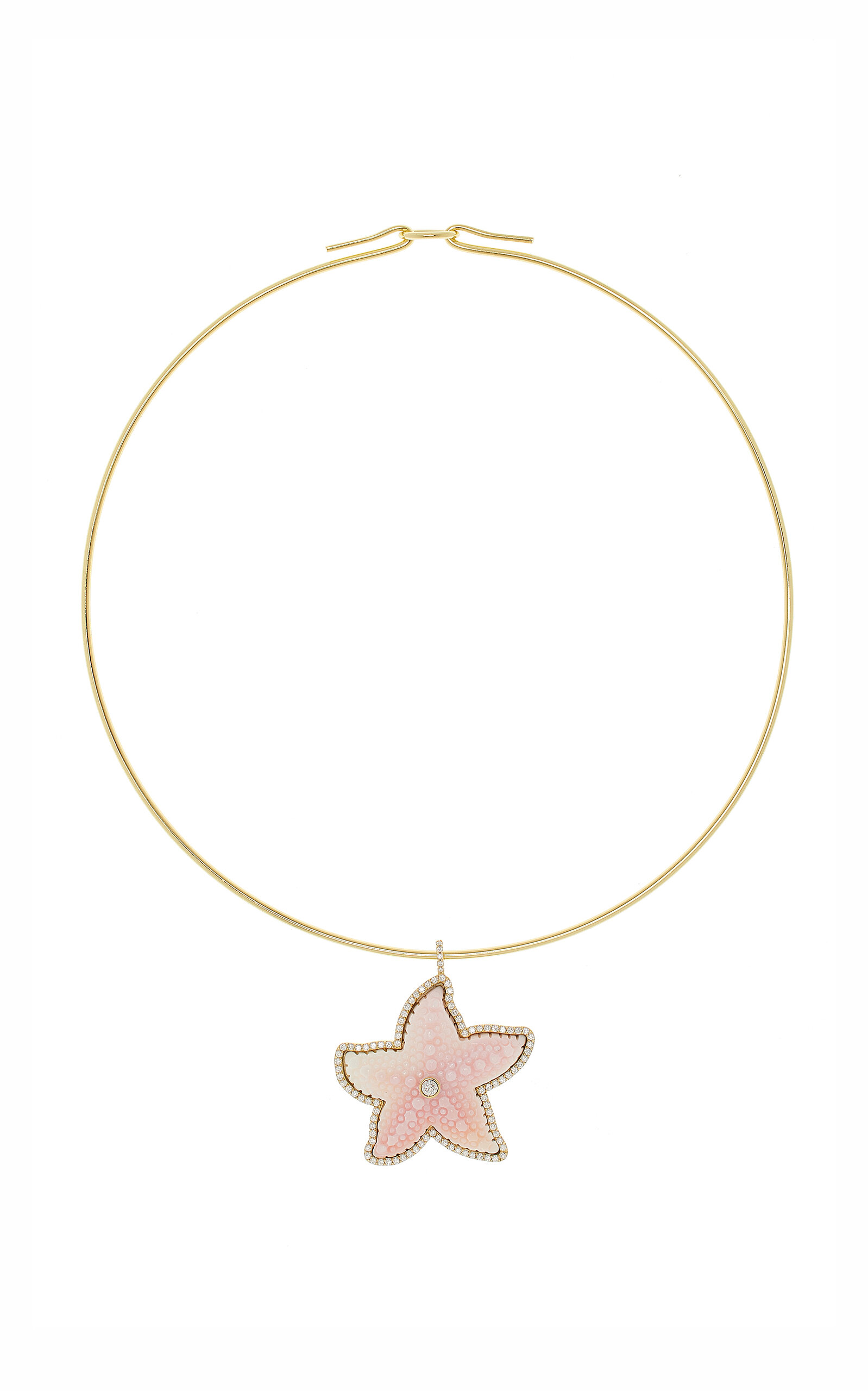 18K Yellow Gold Diamond Starfish Pendant