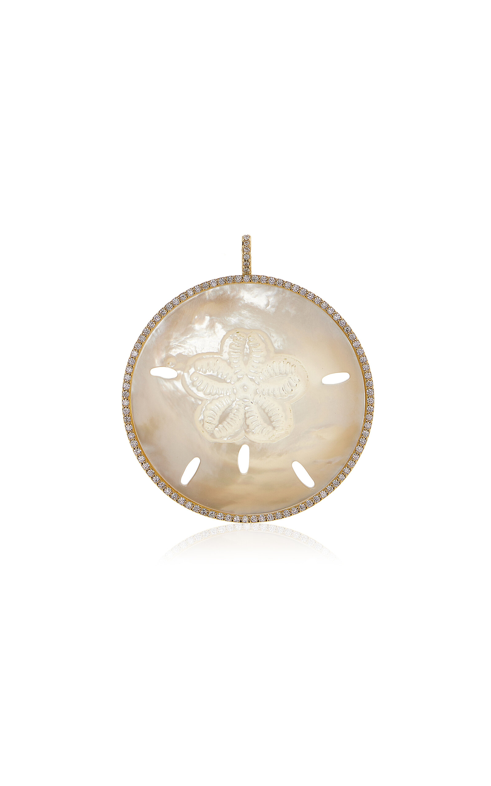 18K Yellow Gold Diamond Sand Dollar Pendant