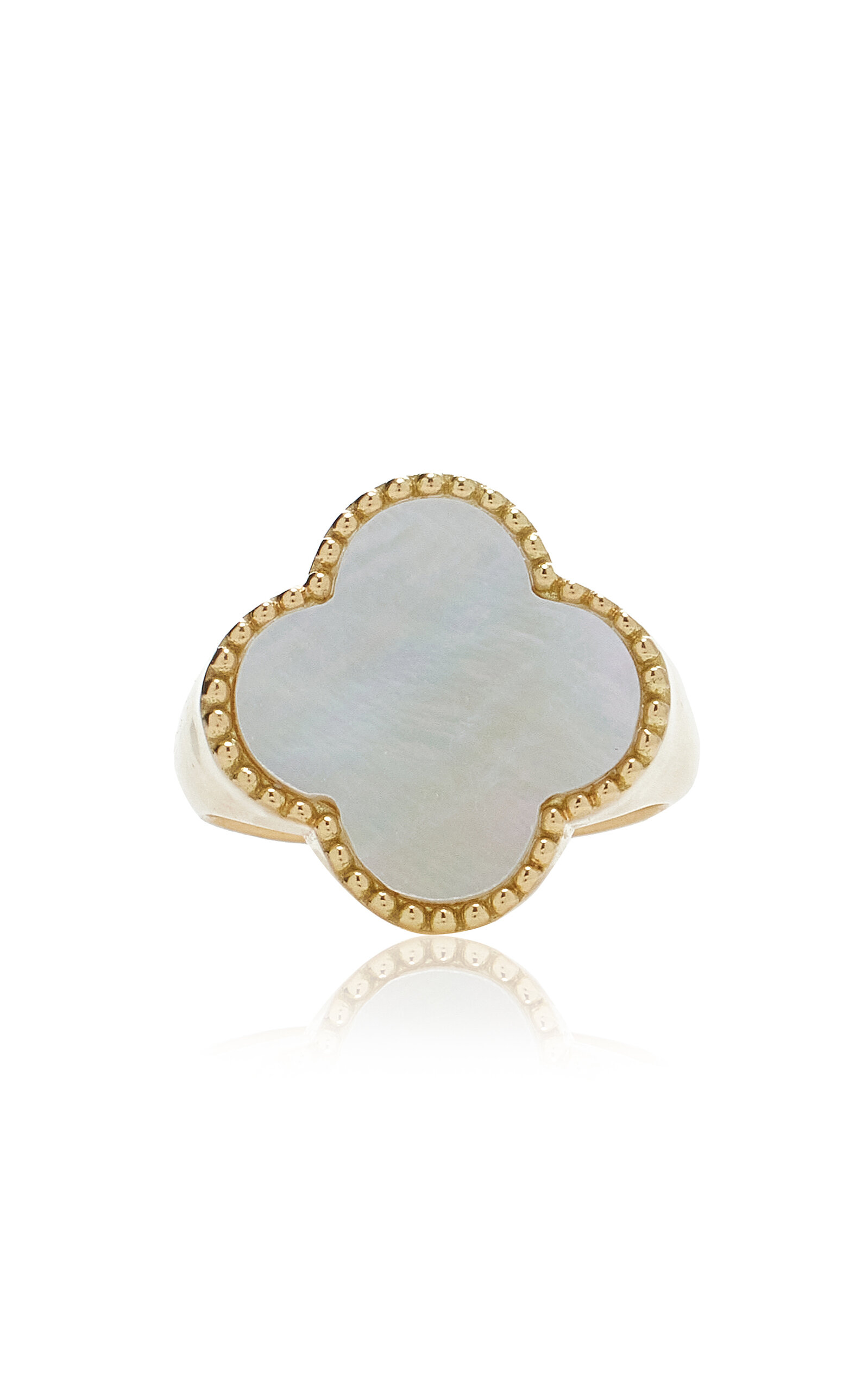 Ashley McCormick 18K Yellow Gold Mother of Pearl Pinky Ring - White - Moda Operandi