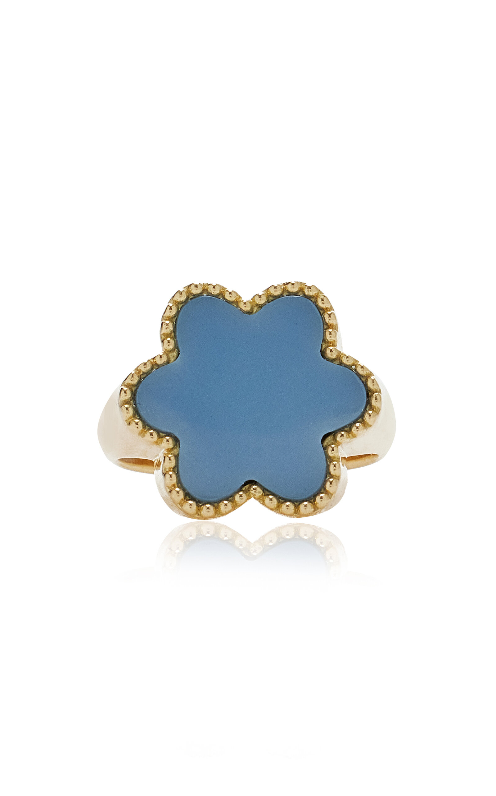 Ashley McCormick 18K Yellow Gold Agate Pinky Ring - Blue - Moda Operandi
